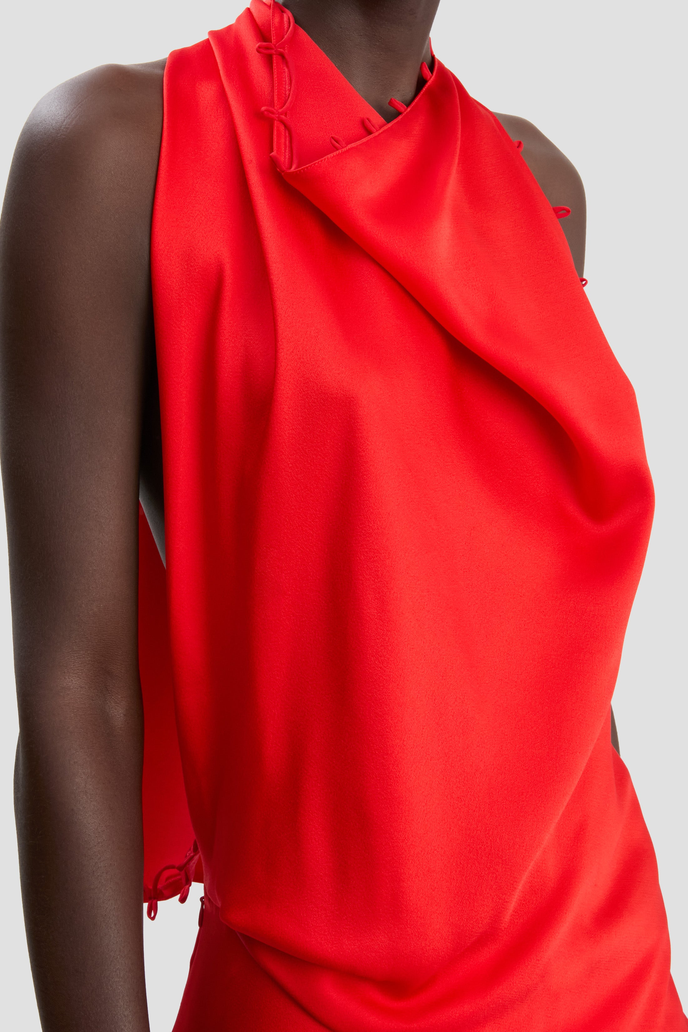 Rouleaux Detail Sleeveless Gown In Cayenne - 5