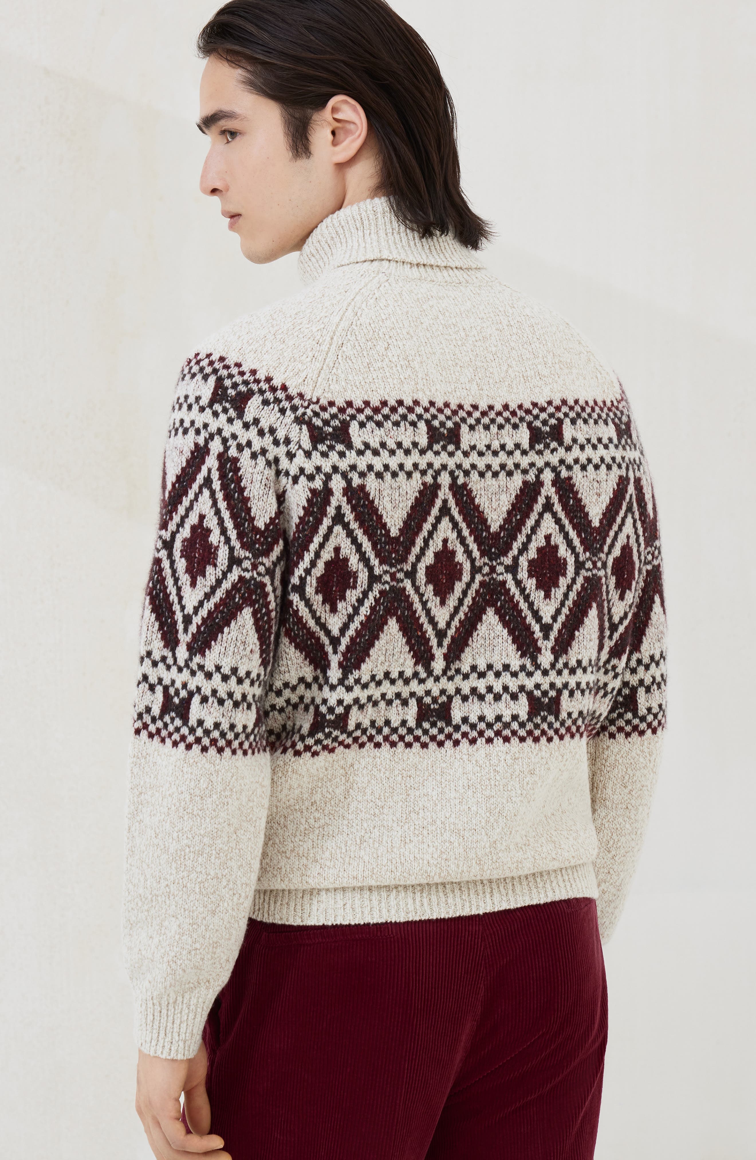Brunello Cucinelli Jacquard turtleneck sweater in Ecru at Nordstrom - 3
