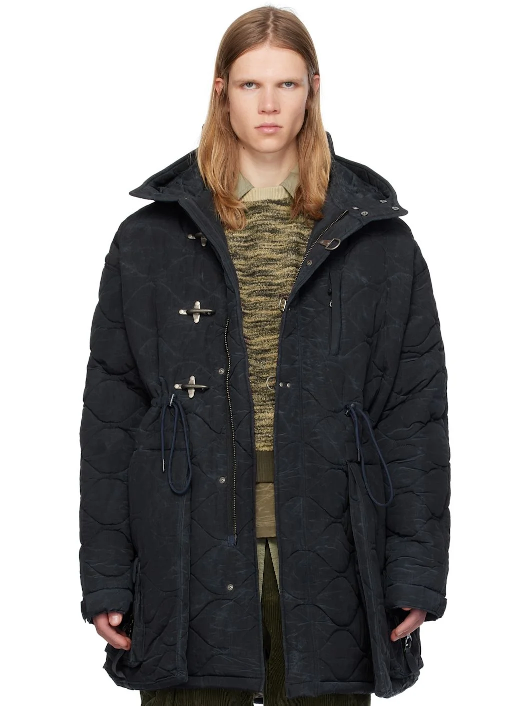Black Lace-Up Fishtail Parka - 1