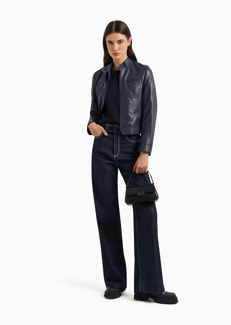 EMPORIO ARMANI Biker jacket in lambskin nappa leather with a soft feel outlook