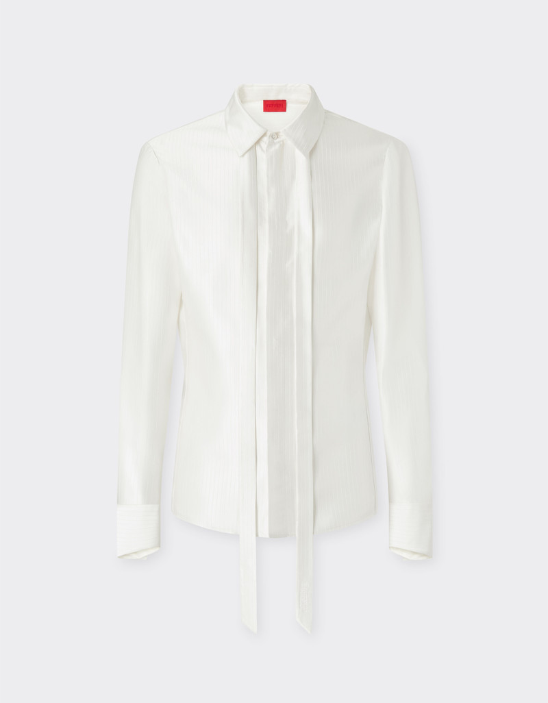 Satin shirt with micro-stripe pattern 1