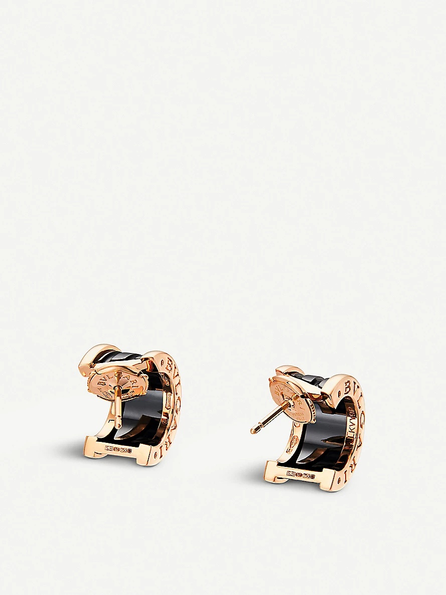 B.zero1 18kt pink-gold earrings with black ceramic - 4