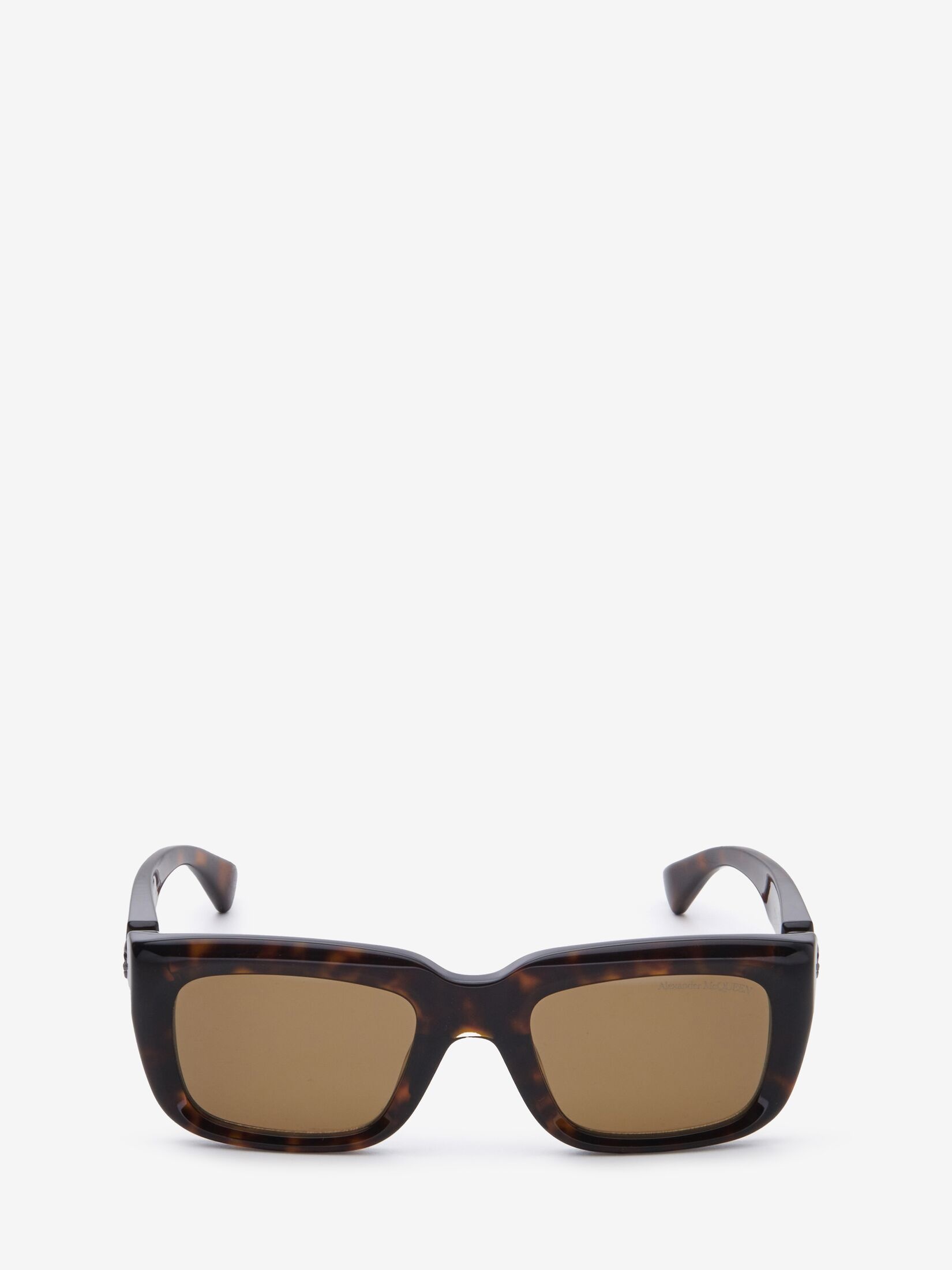 Men's Floating Skull Rectangular Sunglasses in Dark Havana - 1
