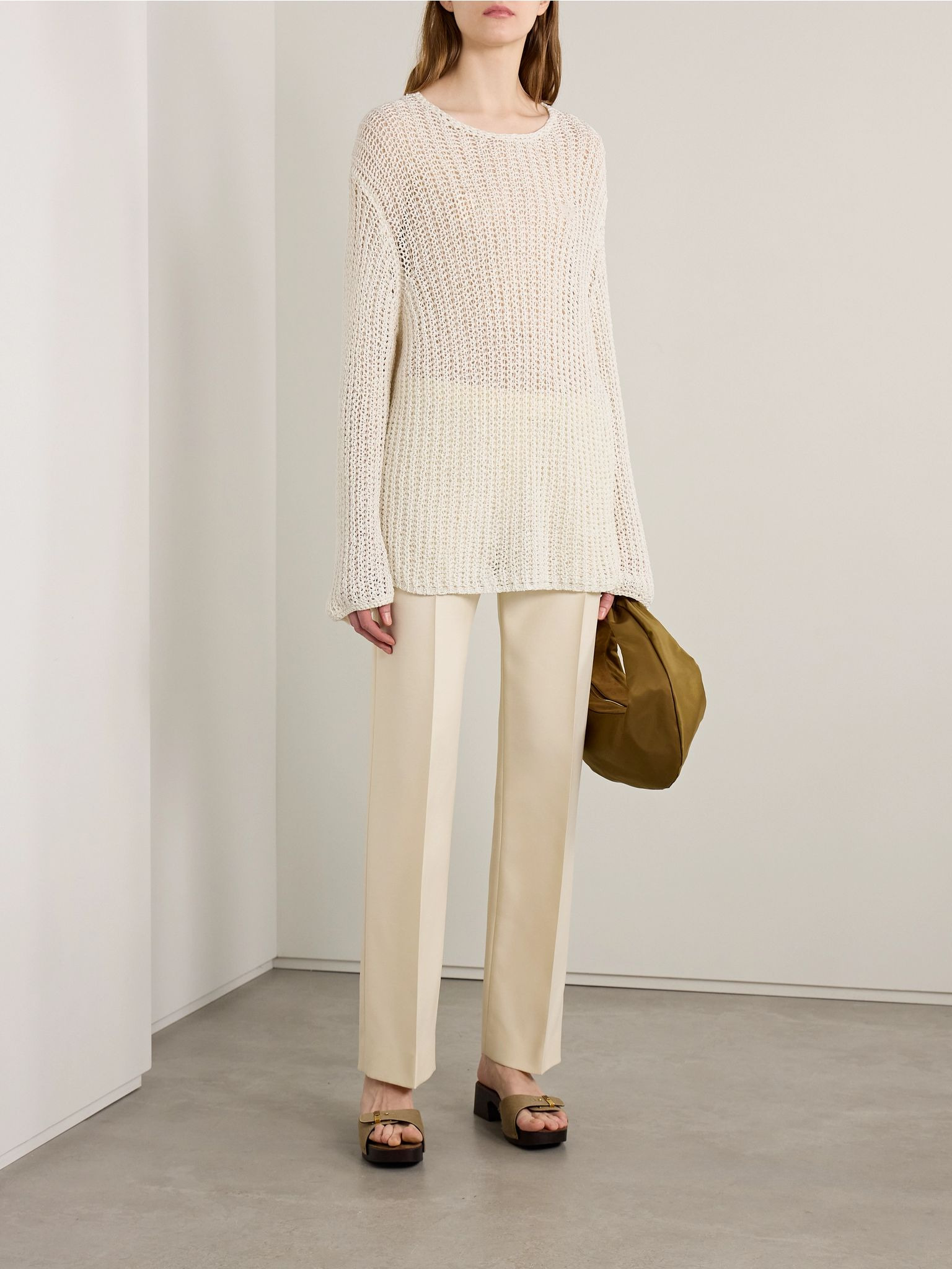 Elowen open-knit cotton sweater Cream - 2
