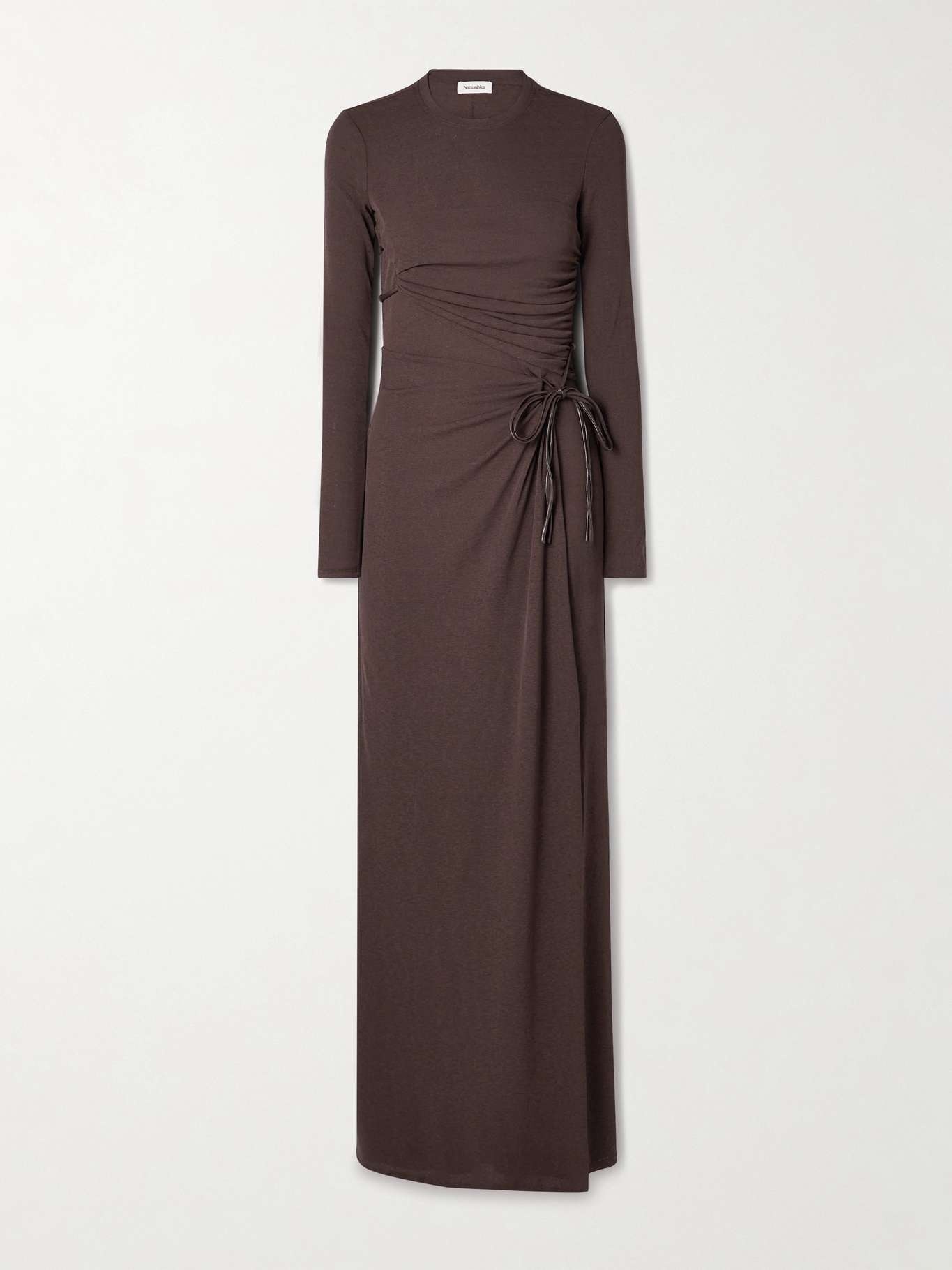 + NET SUSTAIN Marghe wrap-effect faux leather-trimmed stretch reycled-jersey maxi dress - 1