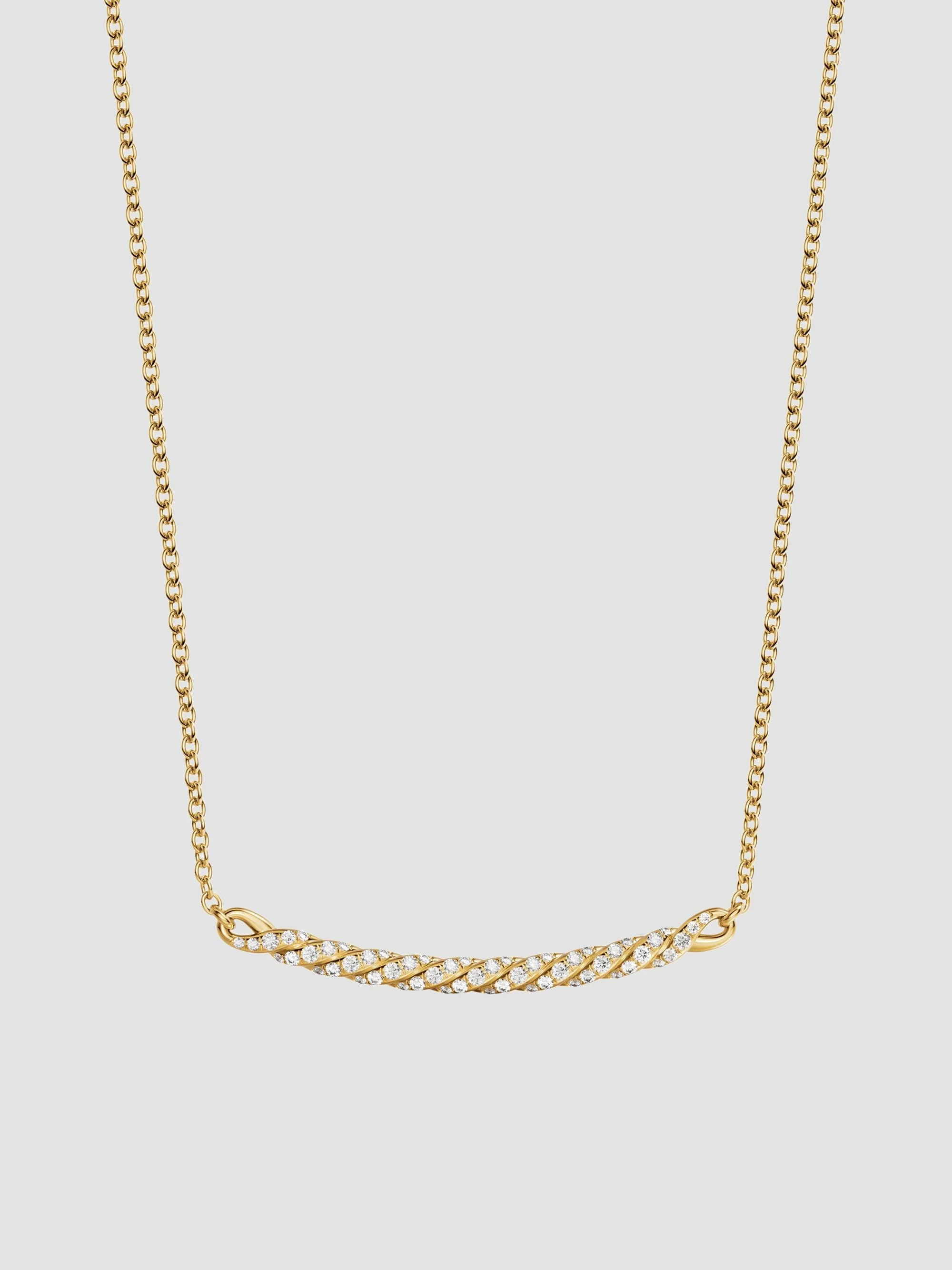 Women's Sculpted Cable Bar Necklace in 18K Yellow Gold - Diamond - 1
