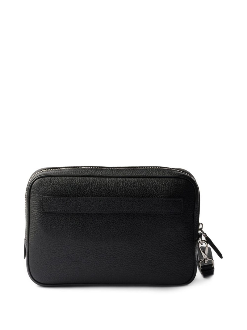 Prada leather triangle logo clutch outlook