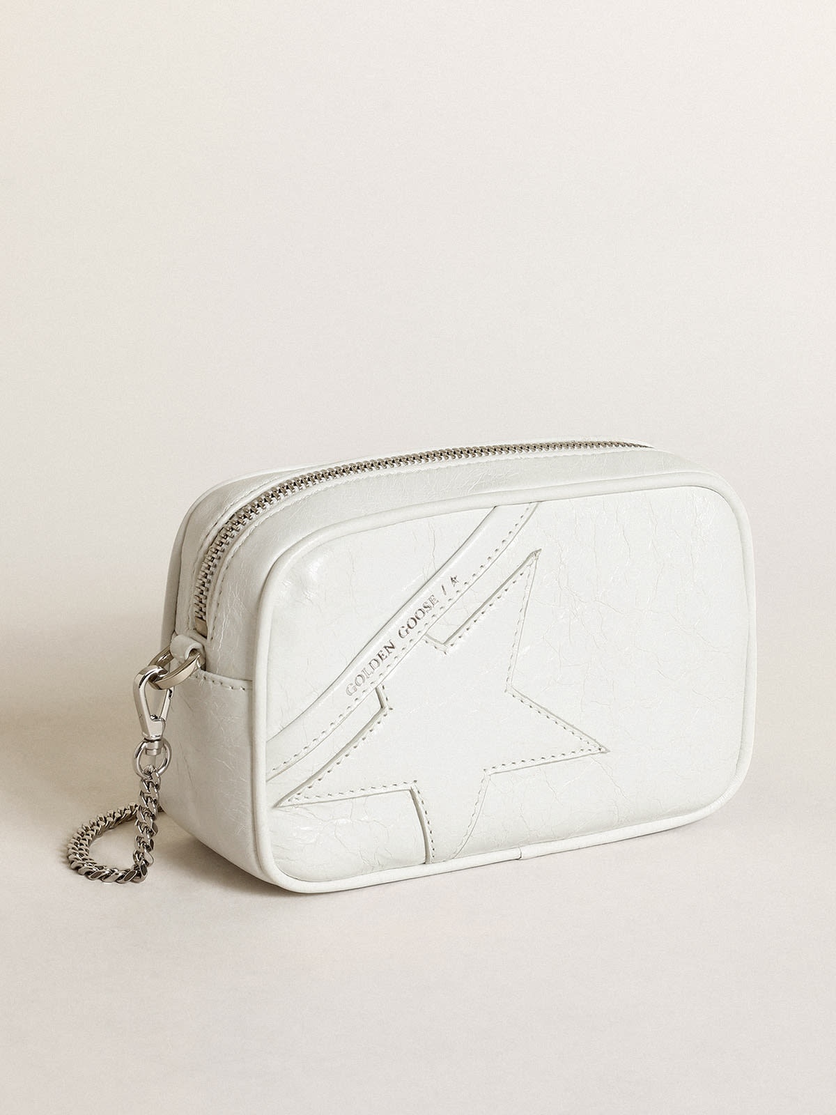 Mini Star Bag in glossy white leather with tone-on-tone star - 5