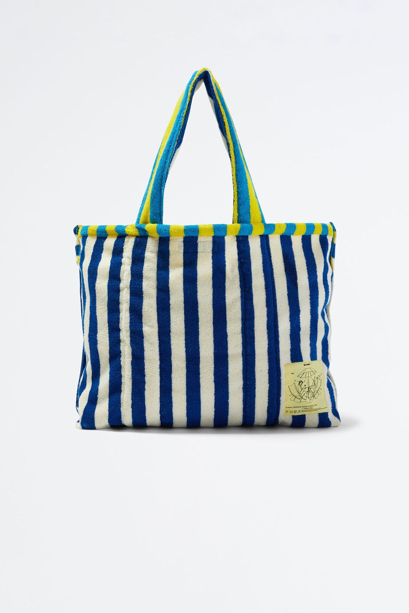 YELLOW & AZURE STRIPED COTTON BAG 1