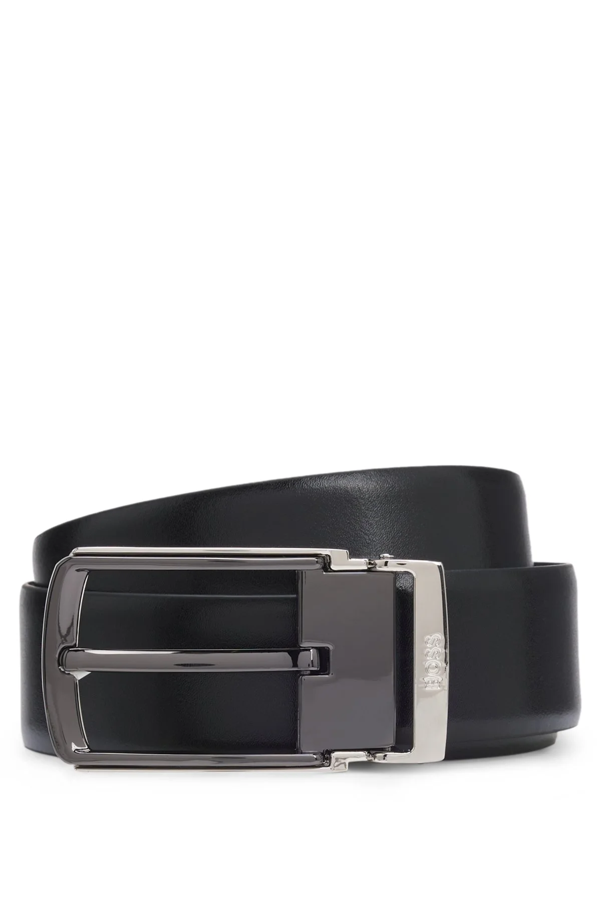 REVERSIBLE LEATHER BELT WITH SMOOTH AND TEXTURED FINISHES - 1