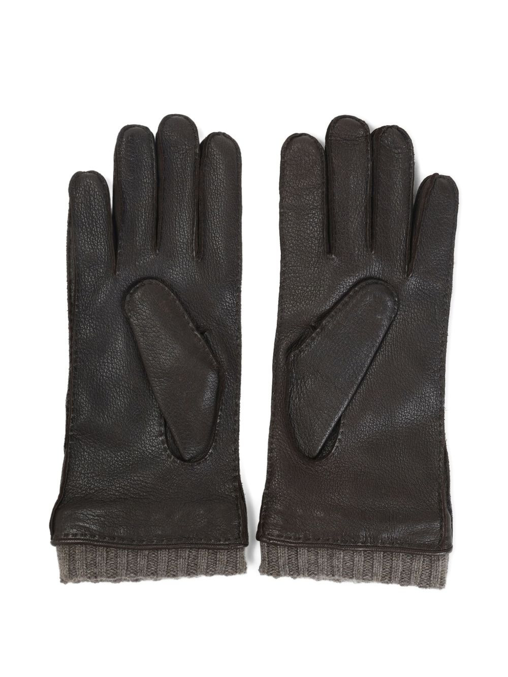 ribbed-trim leather gloves - 2