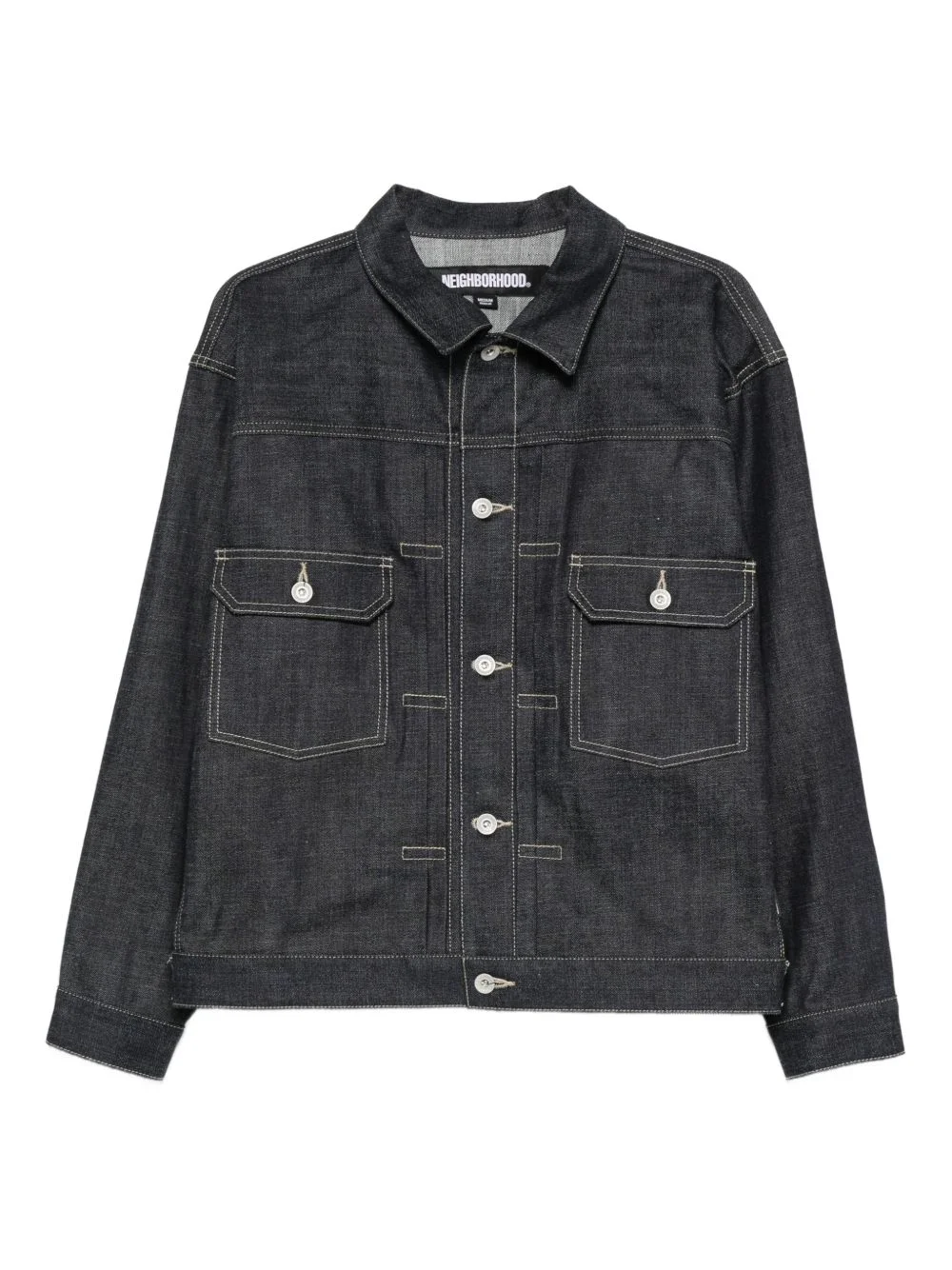 button-fastening denim jacket - 1