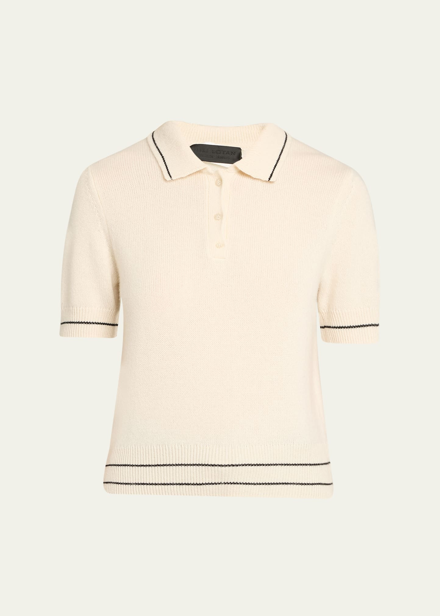 Carline Short-Sleeve Cashmere Polo Sweater - 1
