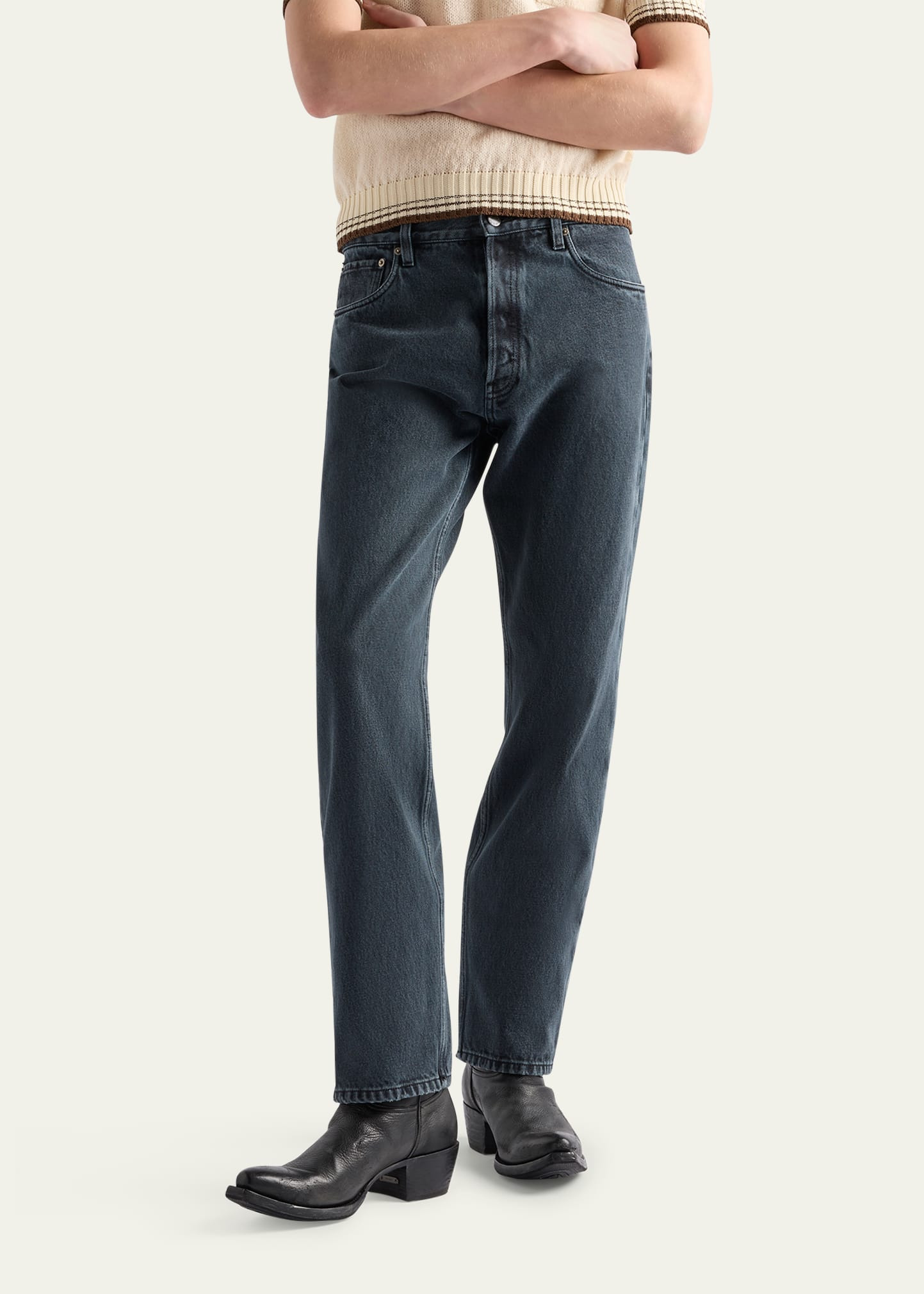 Men's Overdyed Denim Straight-Fit Jeans - 4