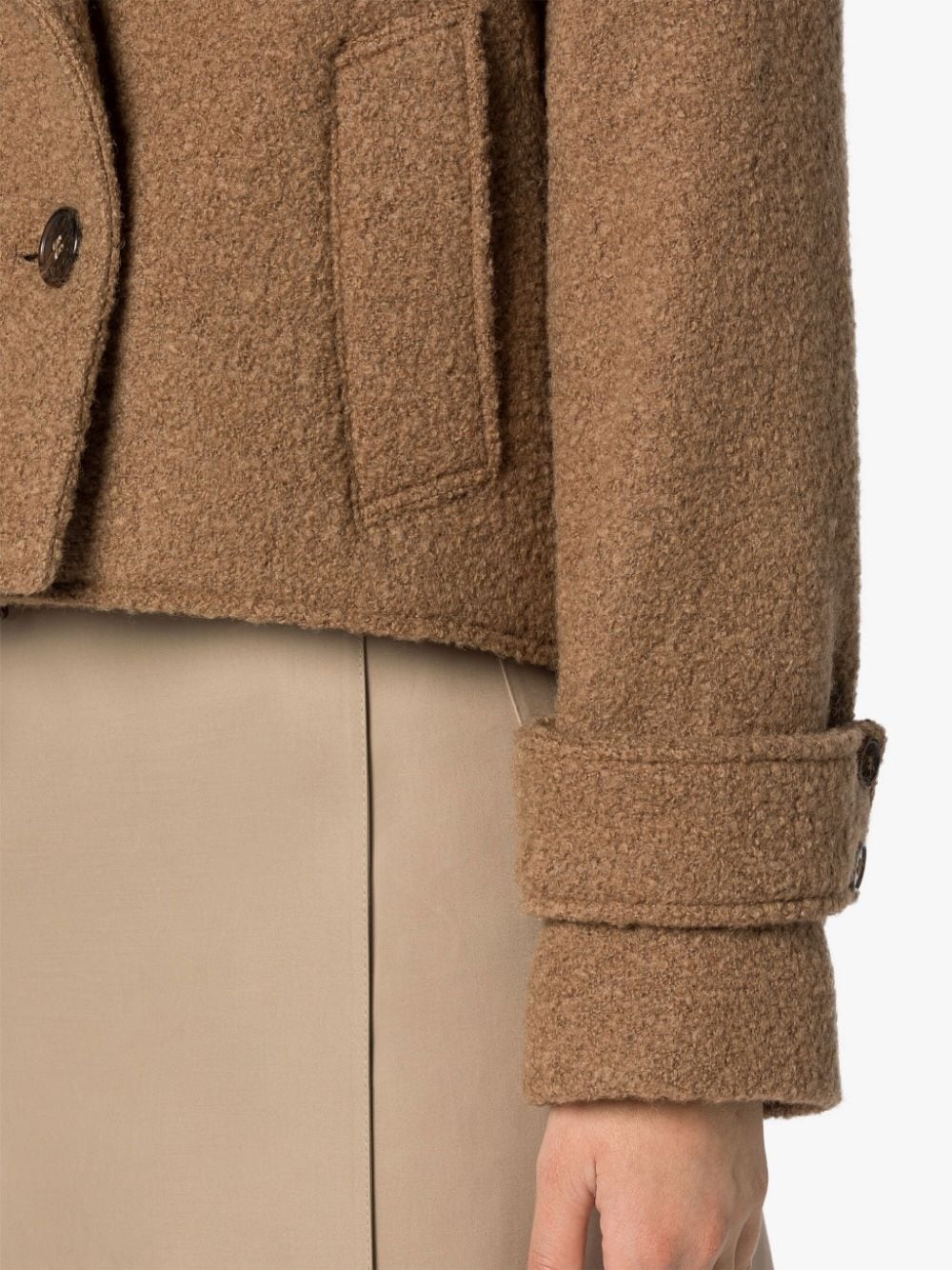 KIRSTEE BEIGE WOOL CROPPED PEA COAT - 6