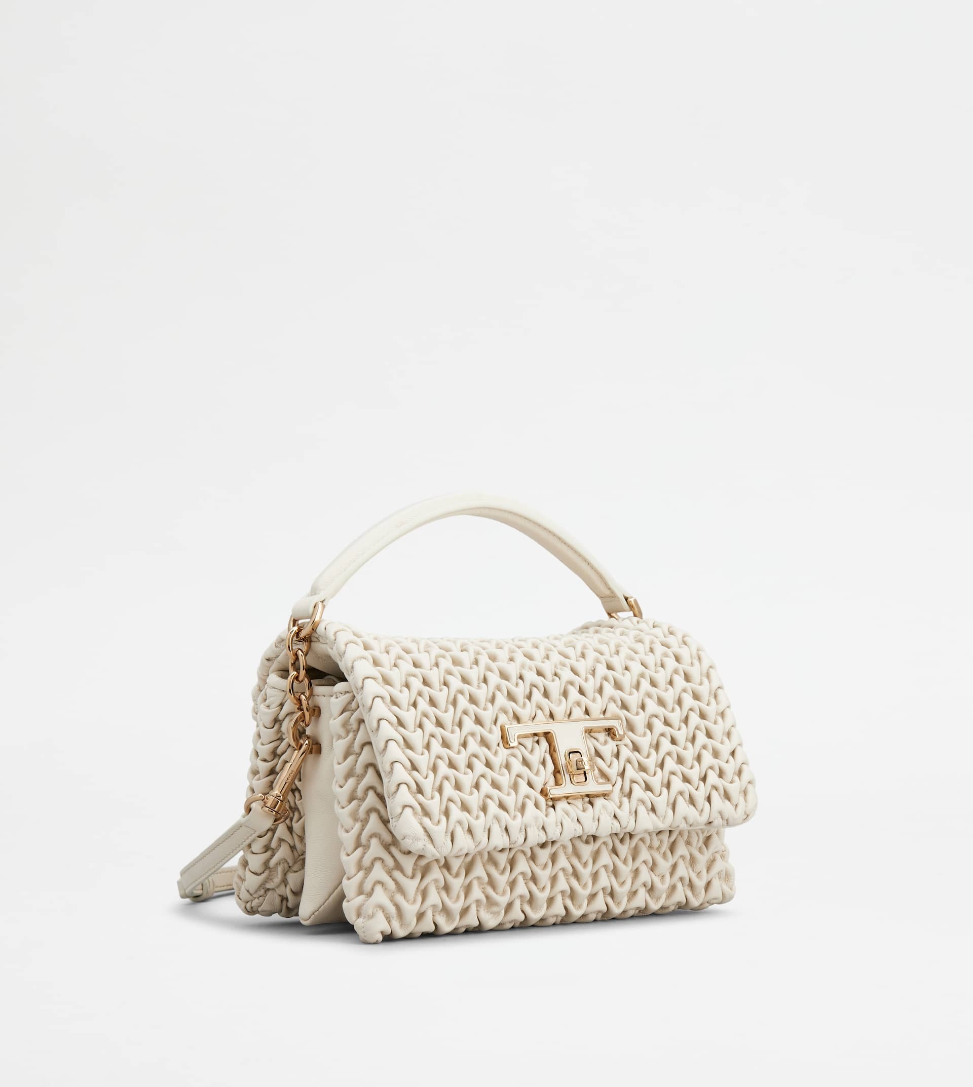 T TIMELESS FLAP BAG IN LEATHER MICRO - OFF WHITE - 5