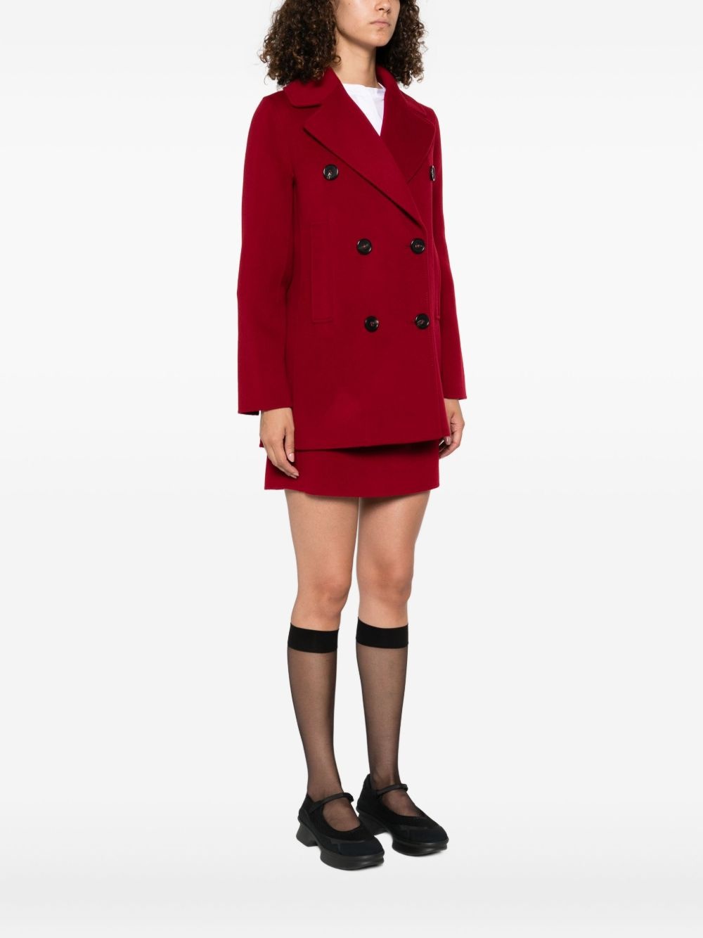 double-breasted wool coat - 3