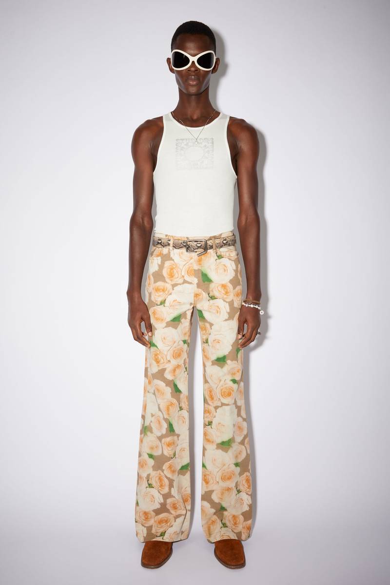 Acne Studios Rose print trousers - Peach orange outlook