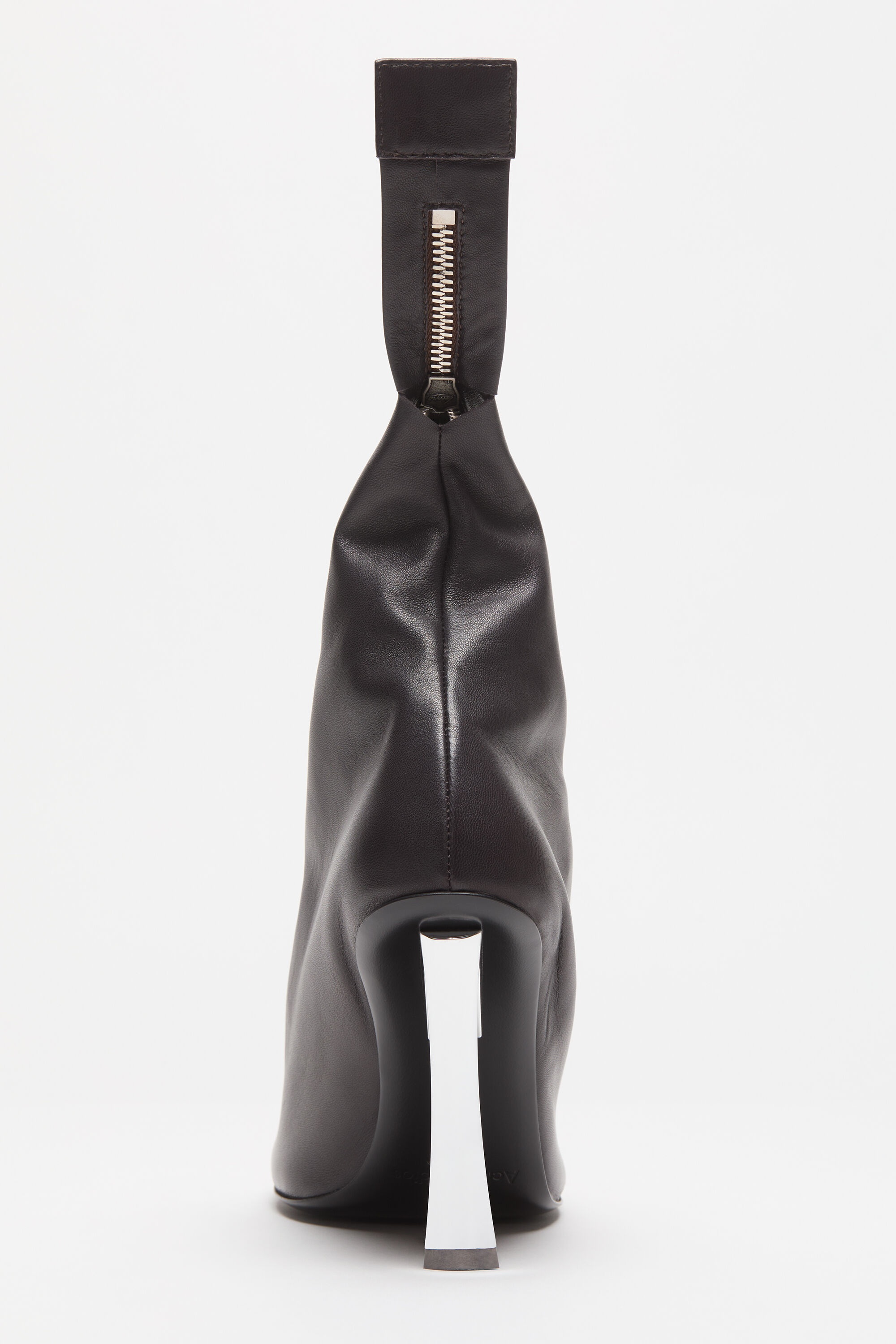 Leather zip heels - Dark brown - 4