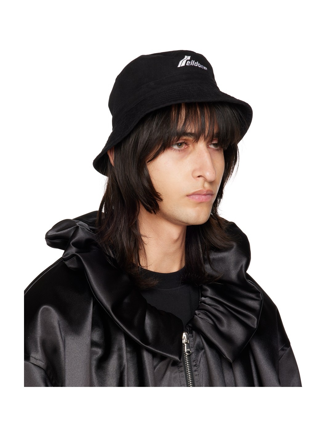 Black Embroidered Bucket Hat - 2