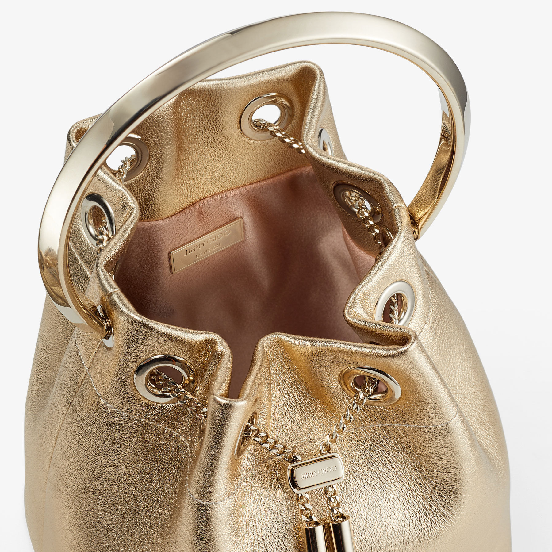 Bon Bon
Gold Metallic Nappa Bag with Metal Handle - 4