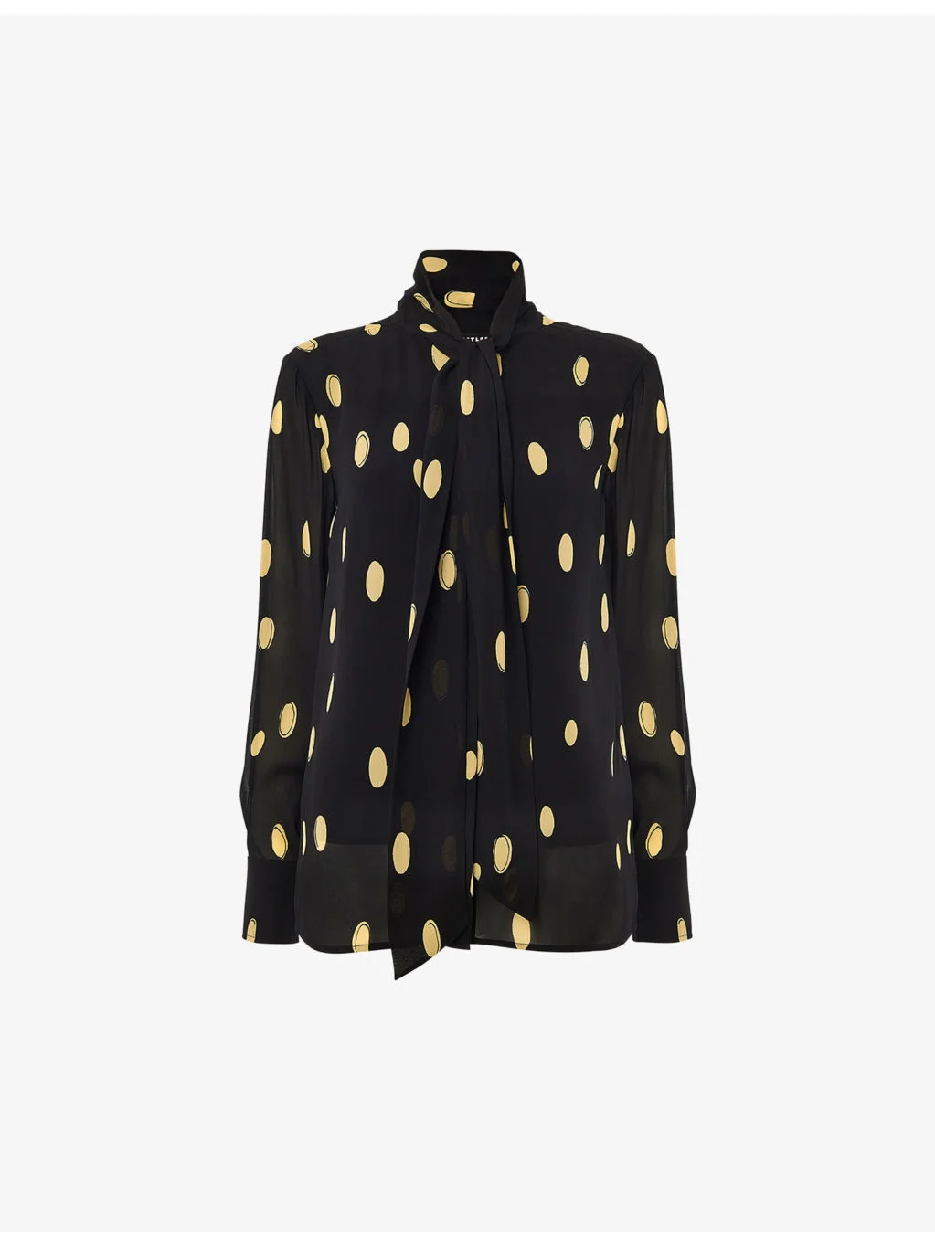 Polka-Dot Tie-Neck Woven Blouse - 1
