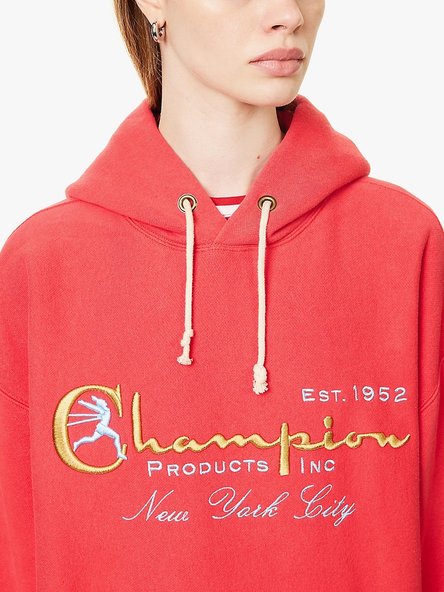 Brand-embroidered relaxed-fit cotton-blend jersey hoody - 5