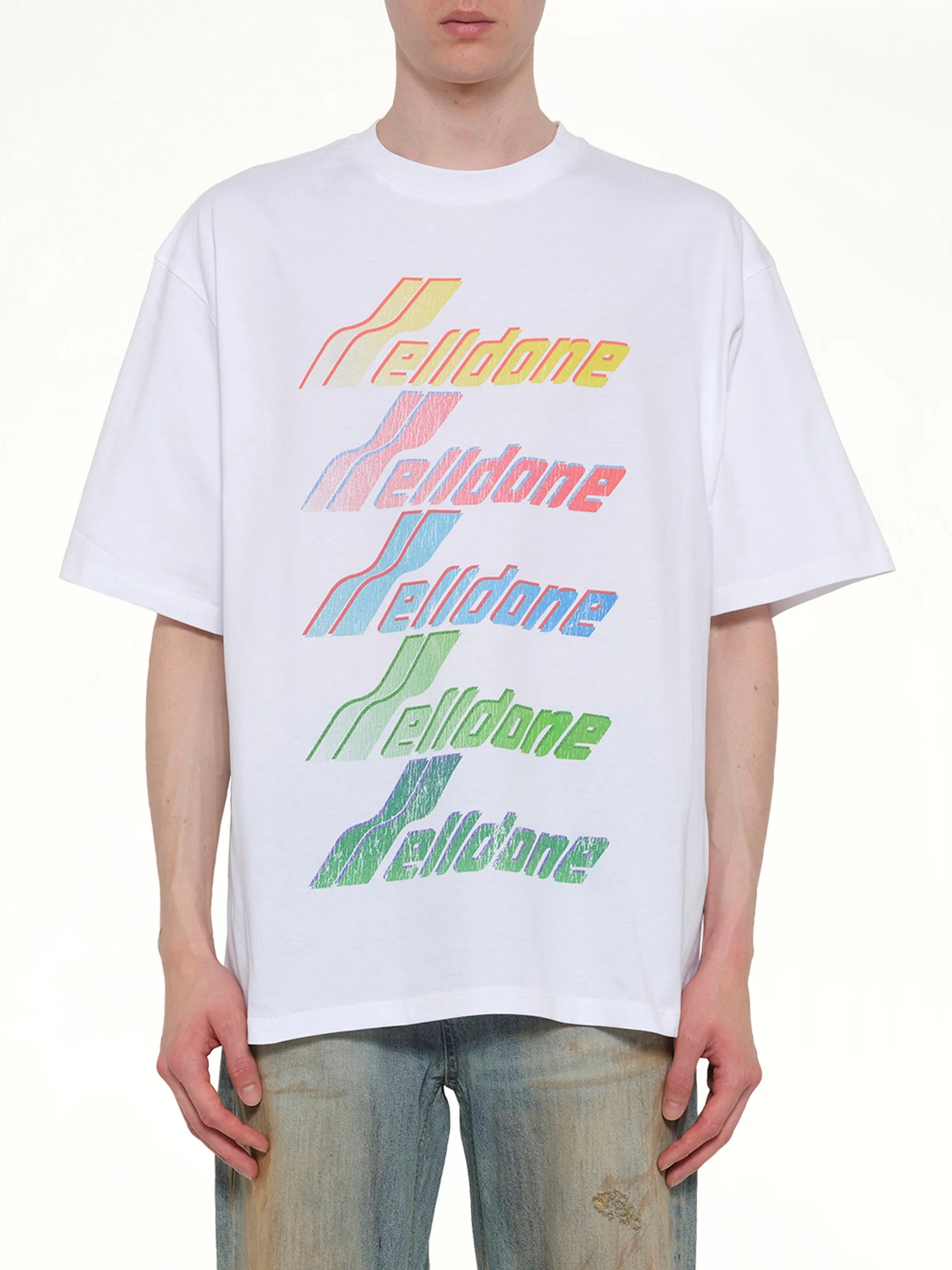 Multi Rainbow Logo T-Shirt in White - 1
