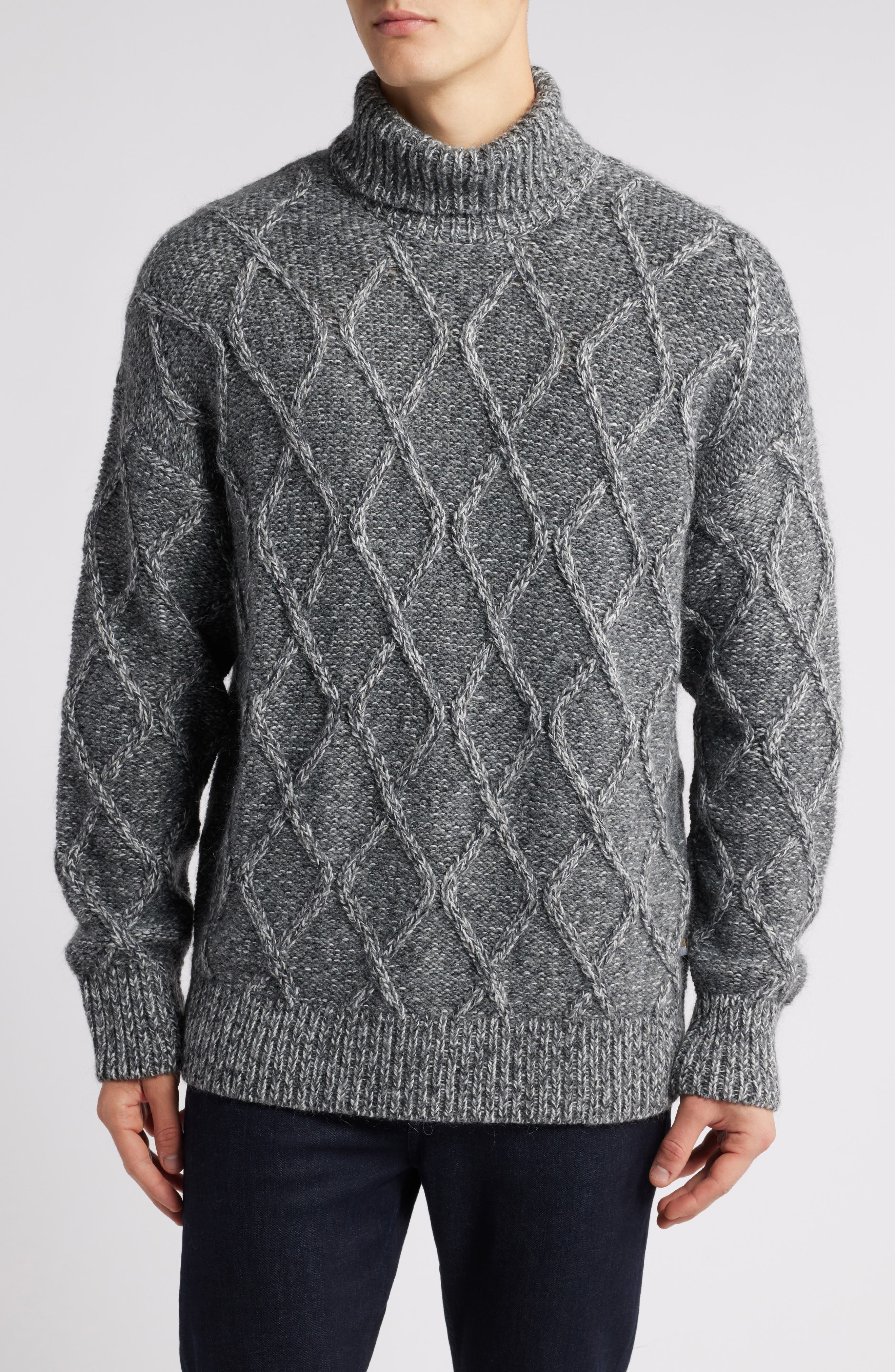 BOSS Estupendo Diamond Stitch Sweater in Medium Grey at Nordstrom - 1