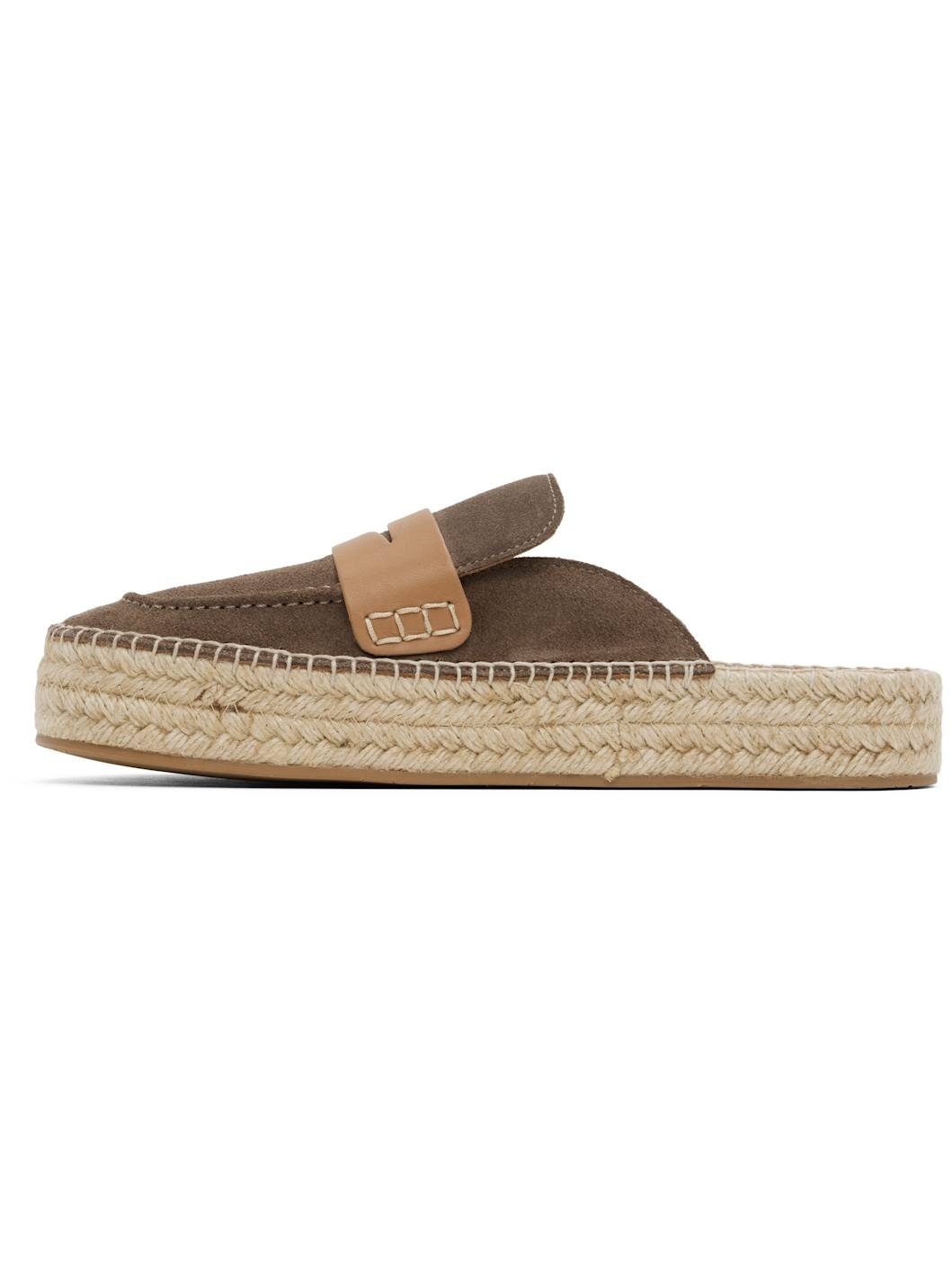 Taupe Espadrille Loafer Mules - 3