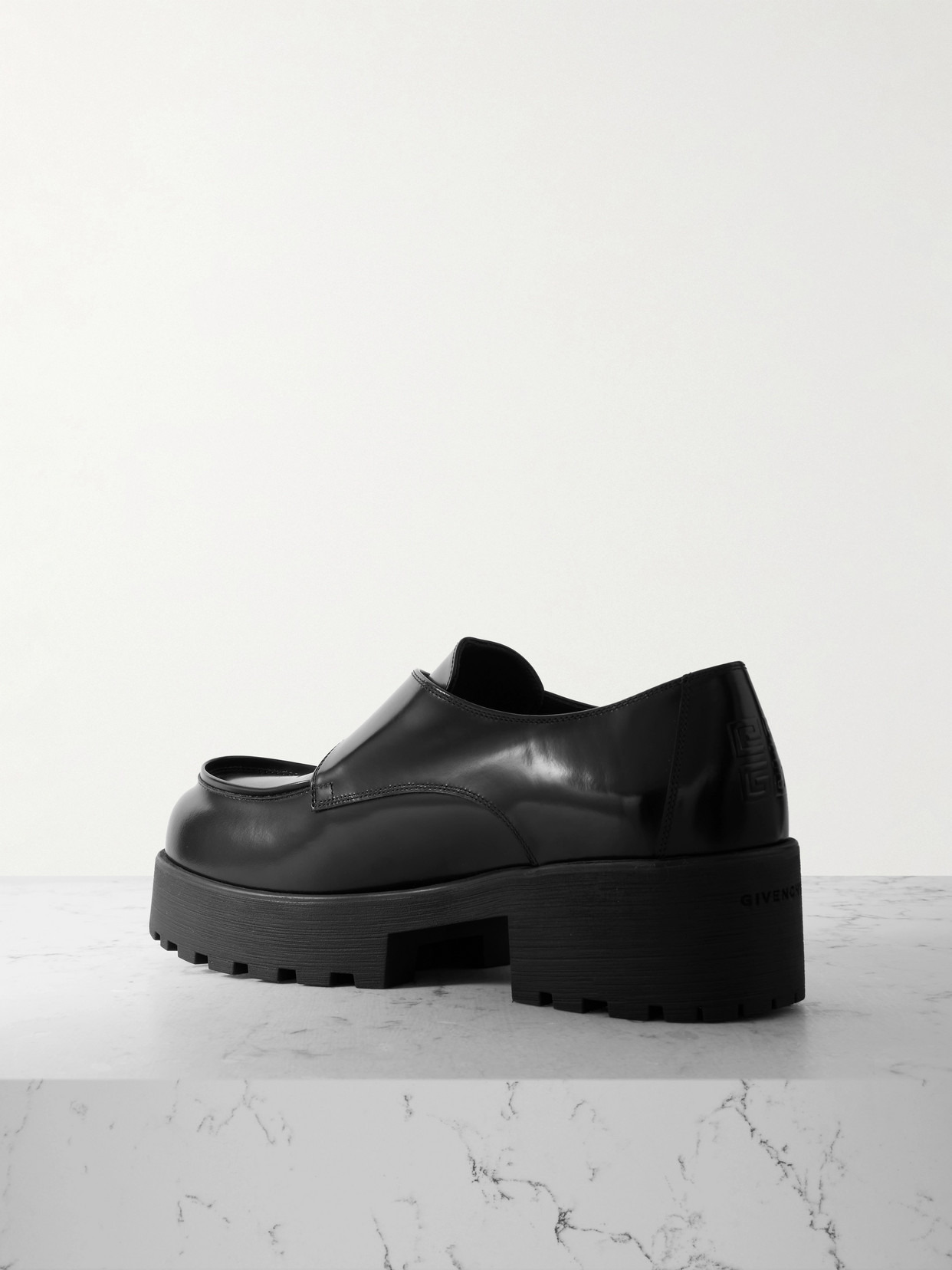 Voyou Monk Crystal-embellished Leather Platform Loafers - 3