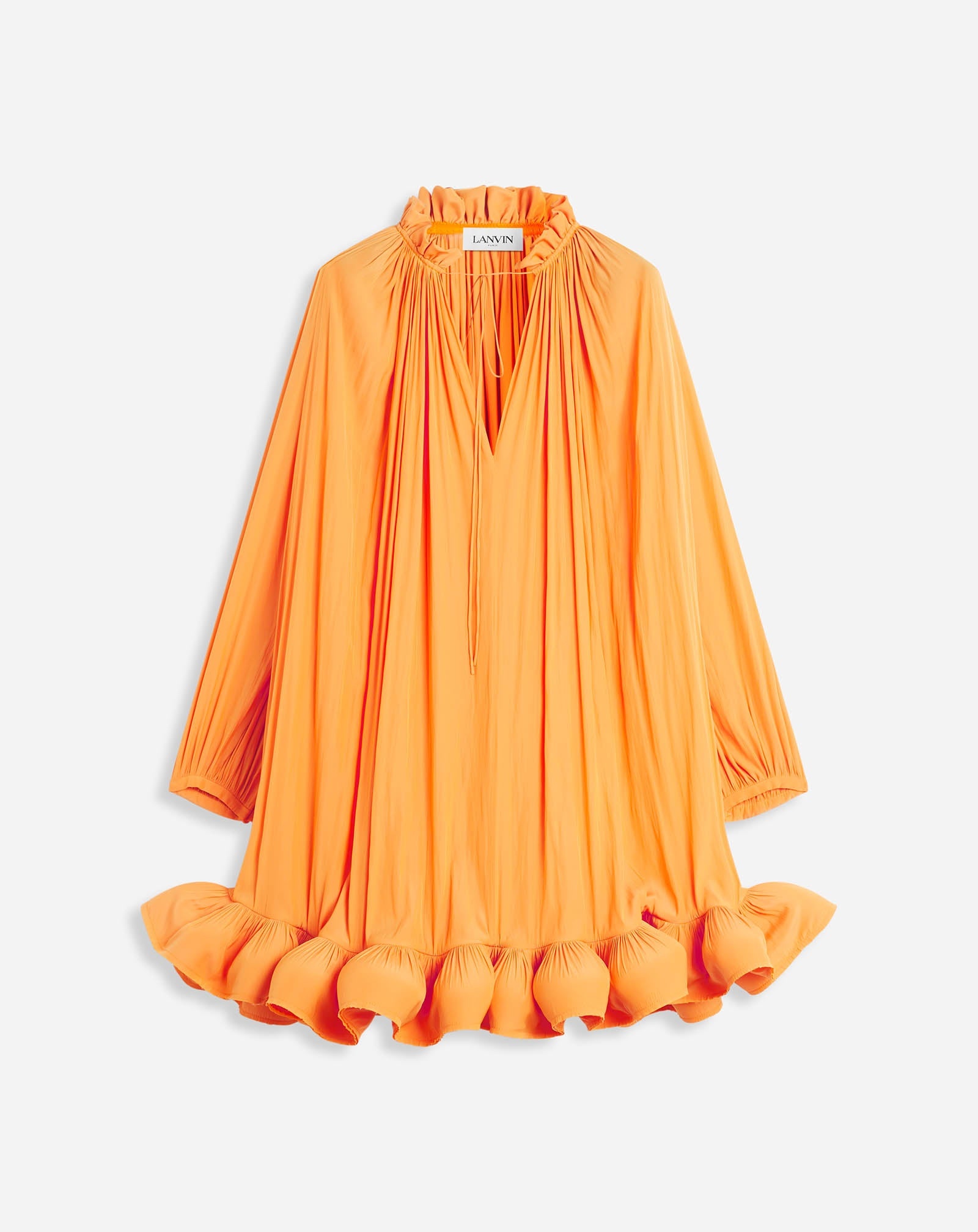 SHORT CHARMEUSE DRESS WITH LONG SLEEVES - 1
