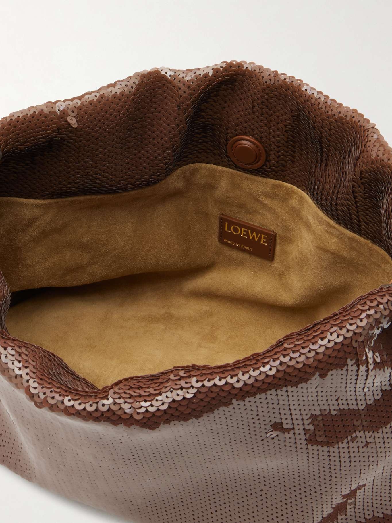 Flamenco sequined leather clutch Chocolate - 5