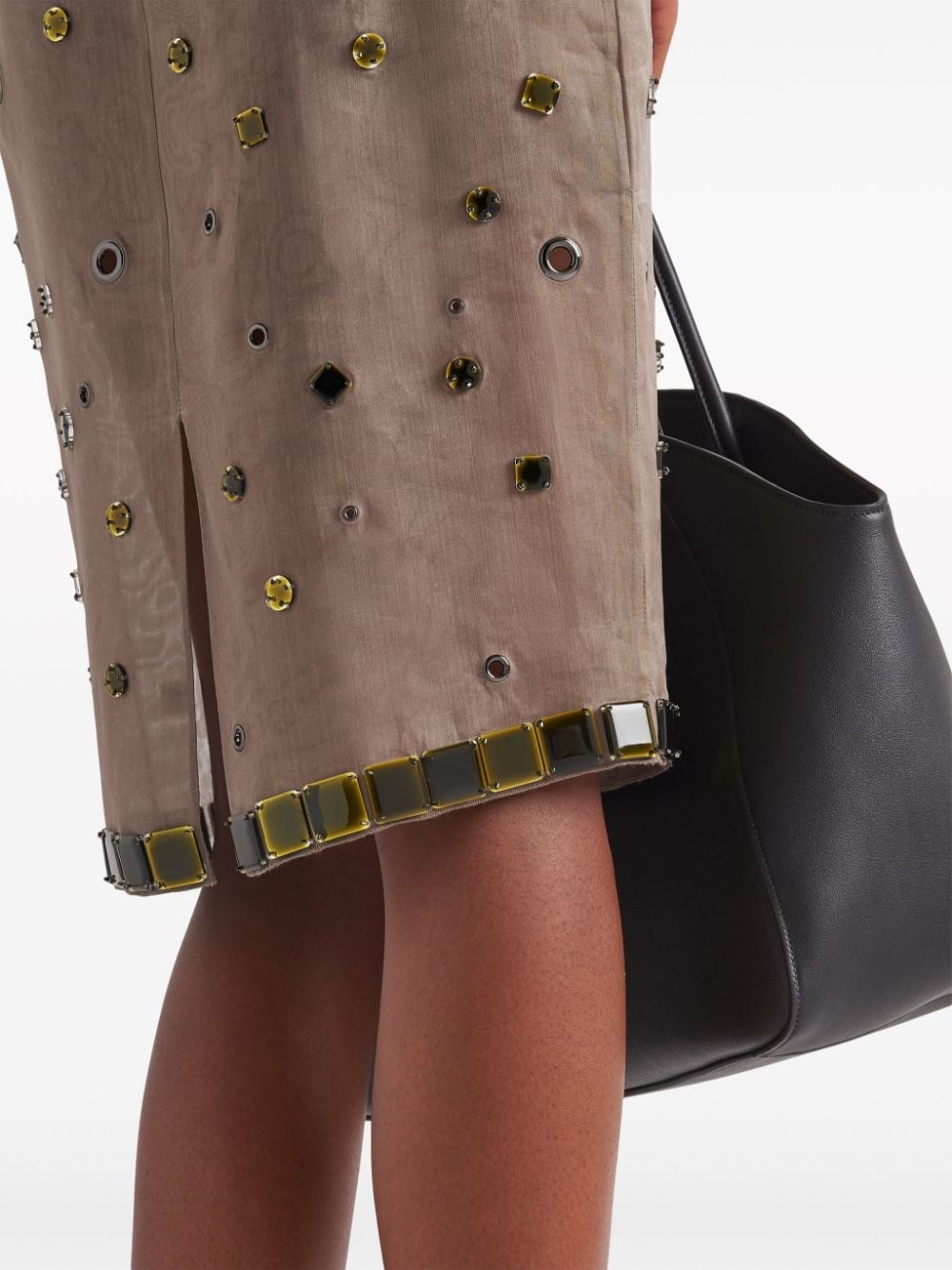 eyelet-embellished silk dress - 4