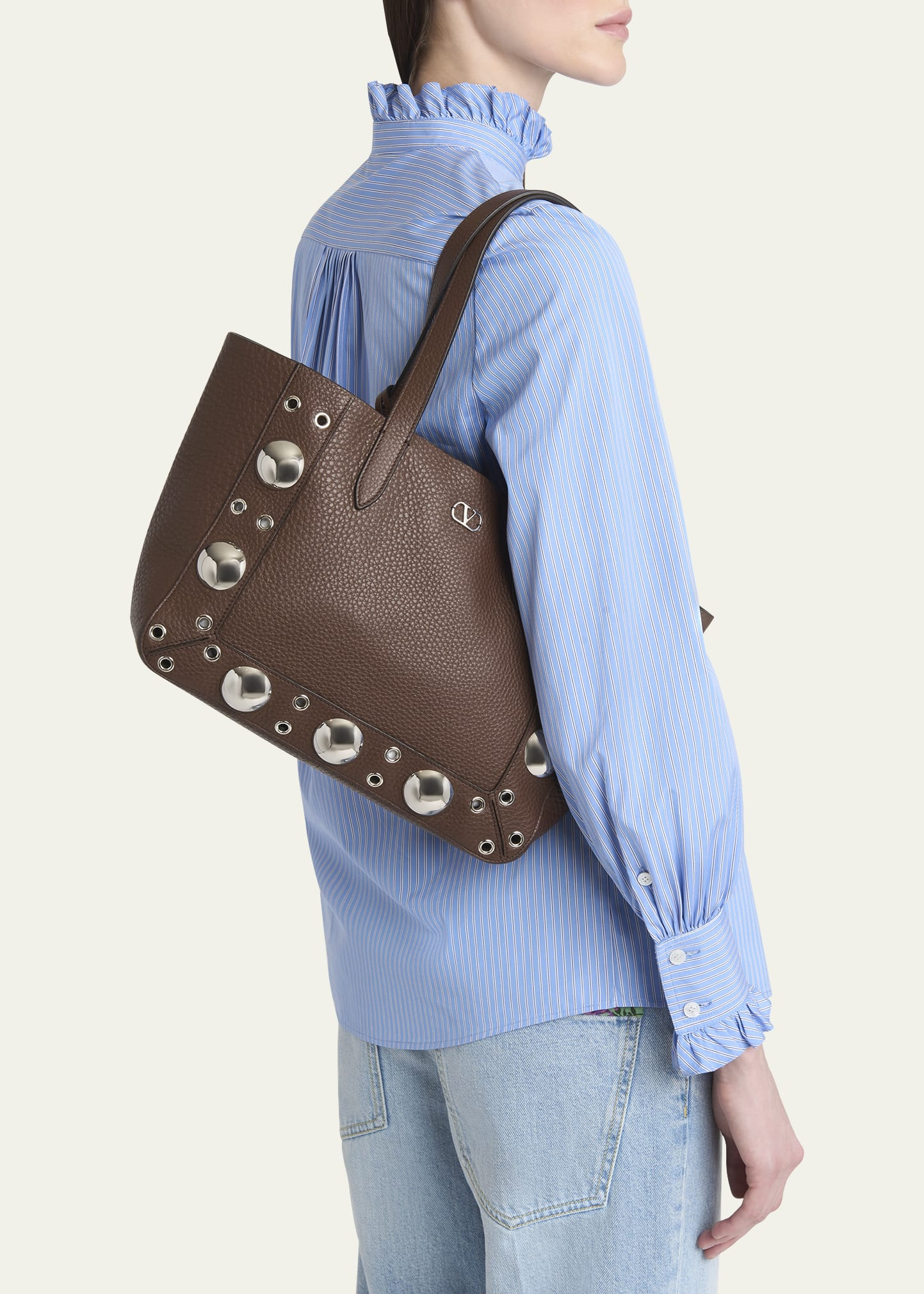 Nellcote Medium Studded Leather Tote Bag - 2