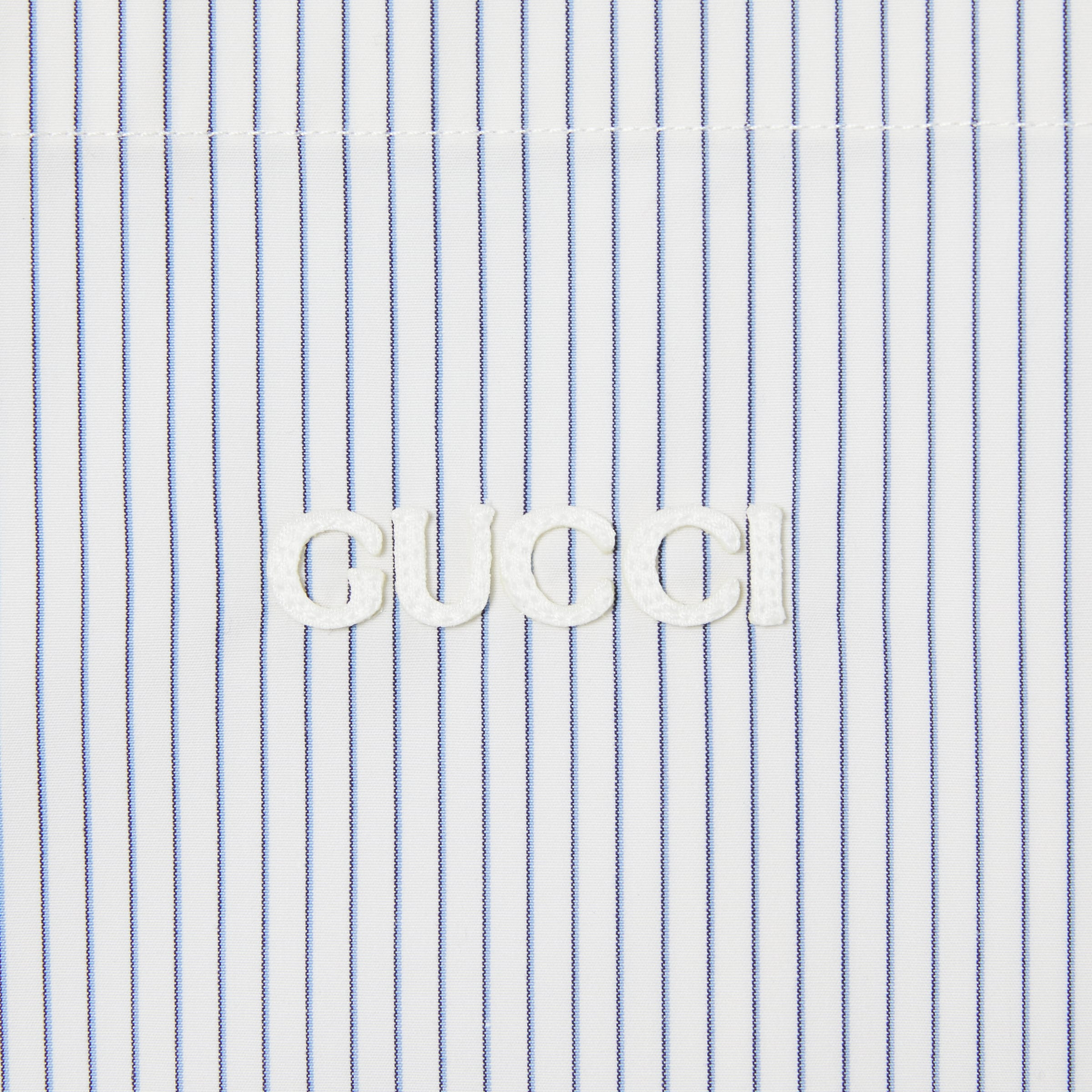 Embroidered striped cotton shirt - 7