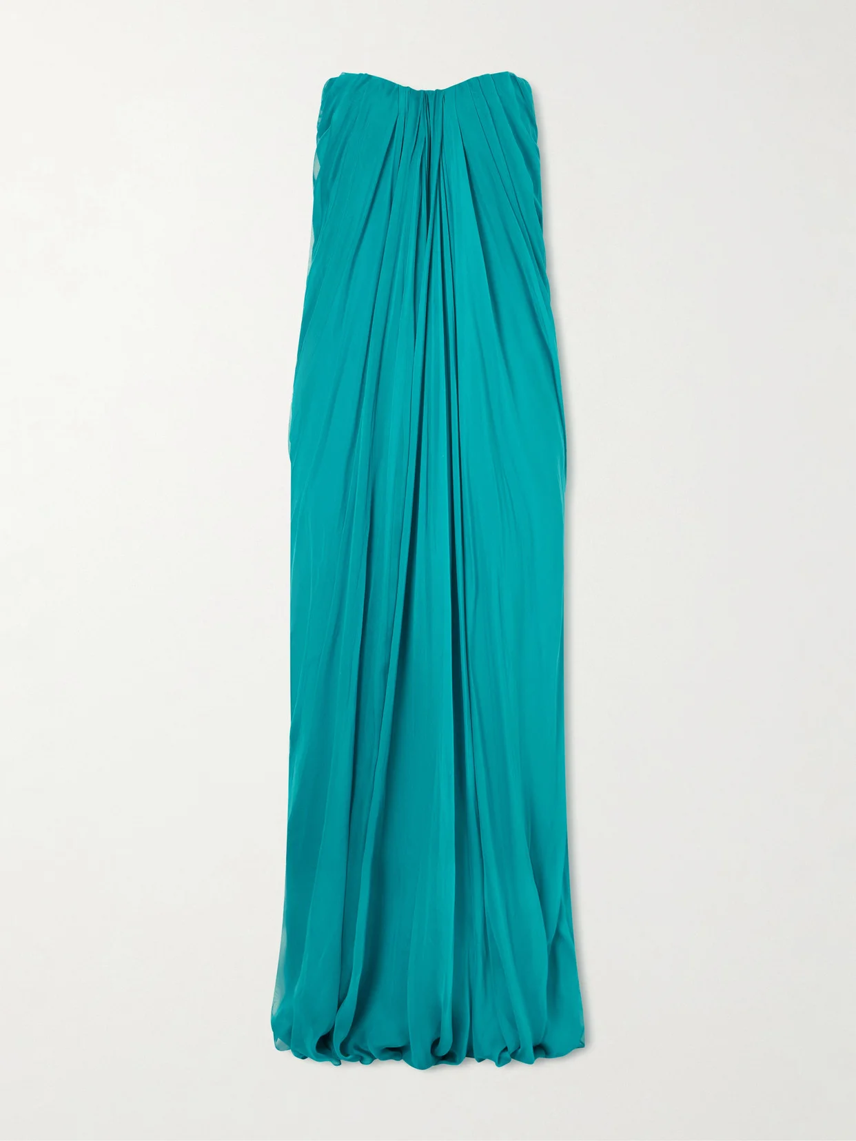 Strapless Draped Silk-chiffon Bustier Gown - 1