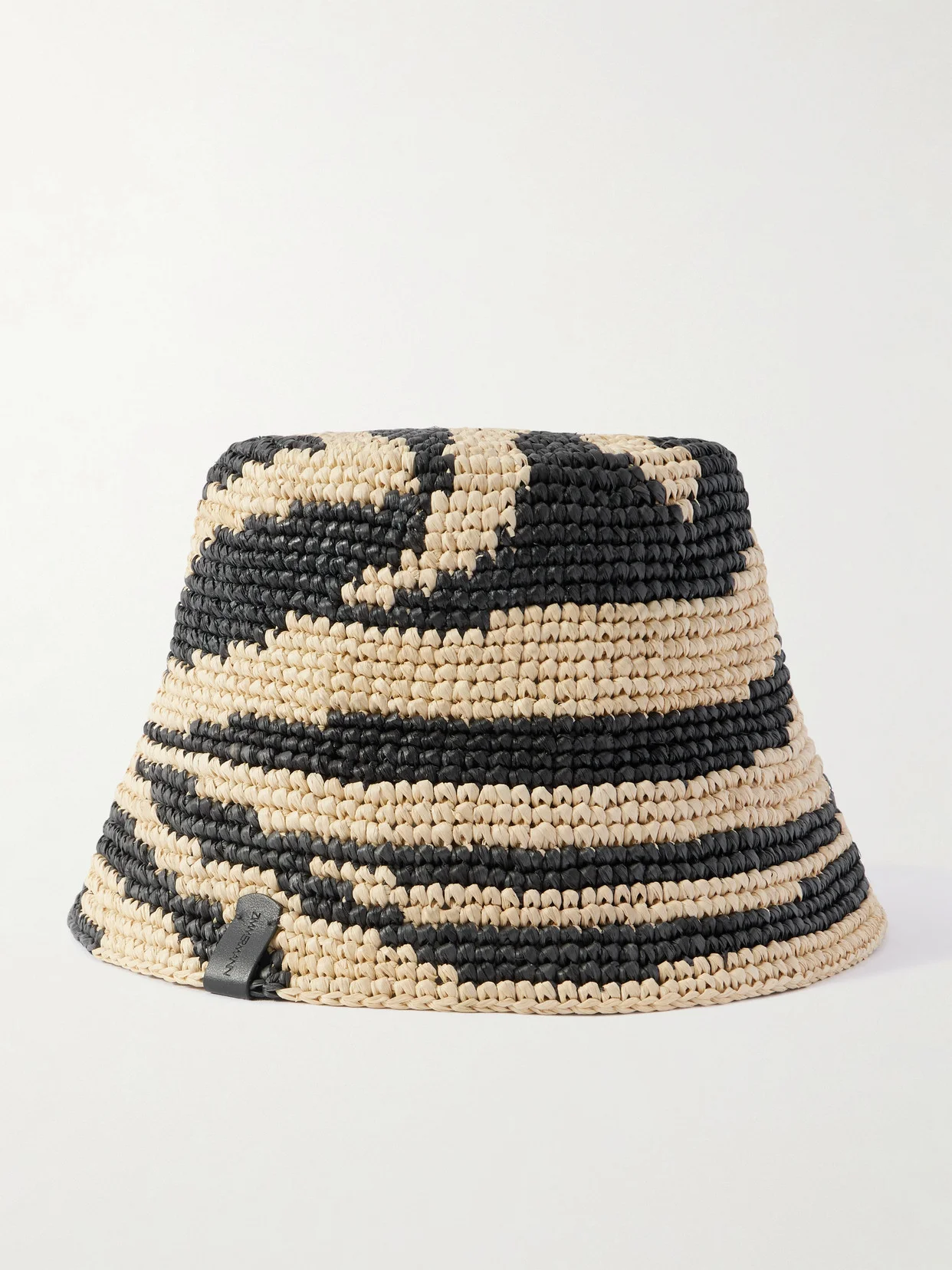 Zebra-jacquard Raffia Bucket Hat - 1