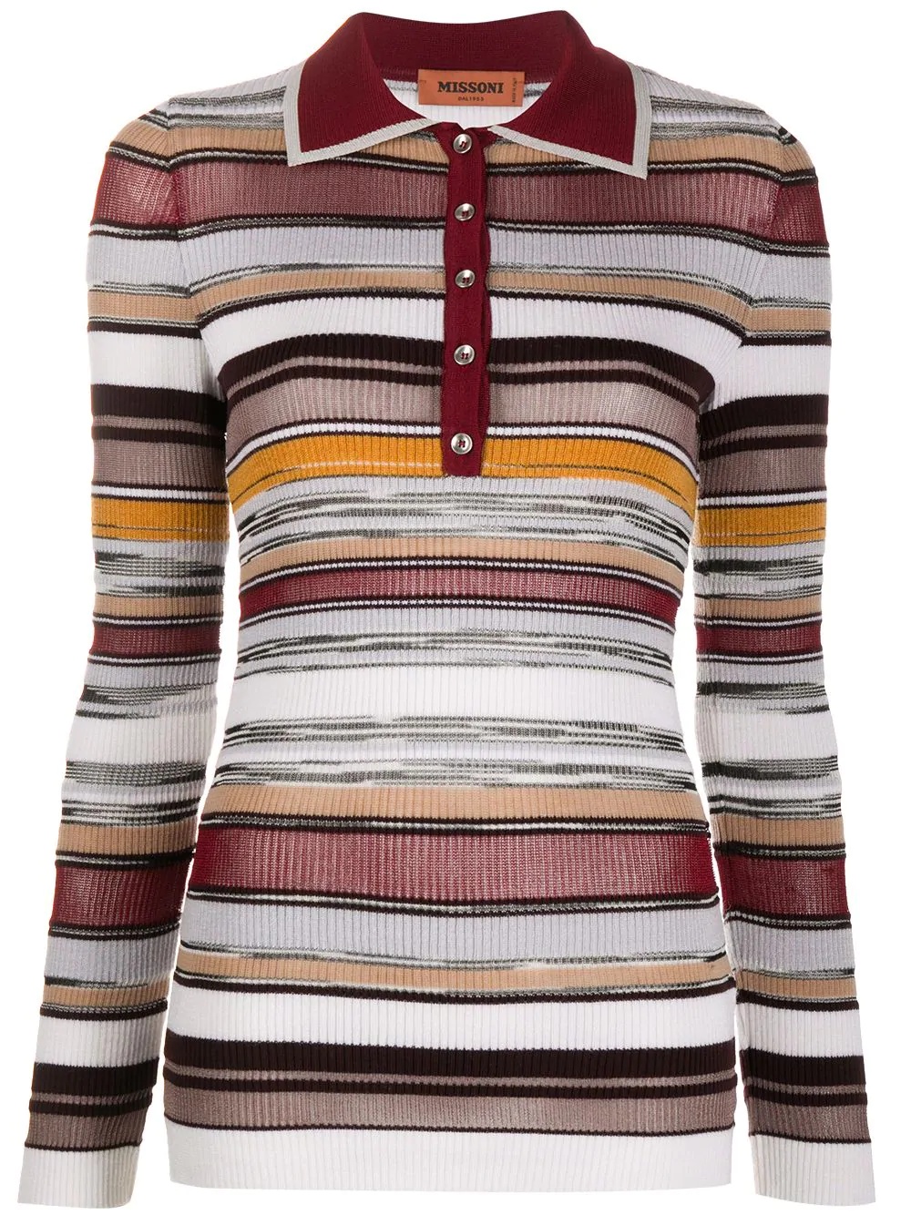 striped knit polo top - 1