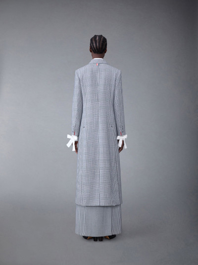 Thom Browne Prince of Wales Heavy Wool Suiting Wide Lapel Overcoat outlook
