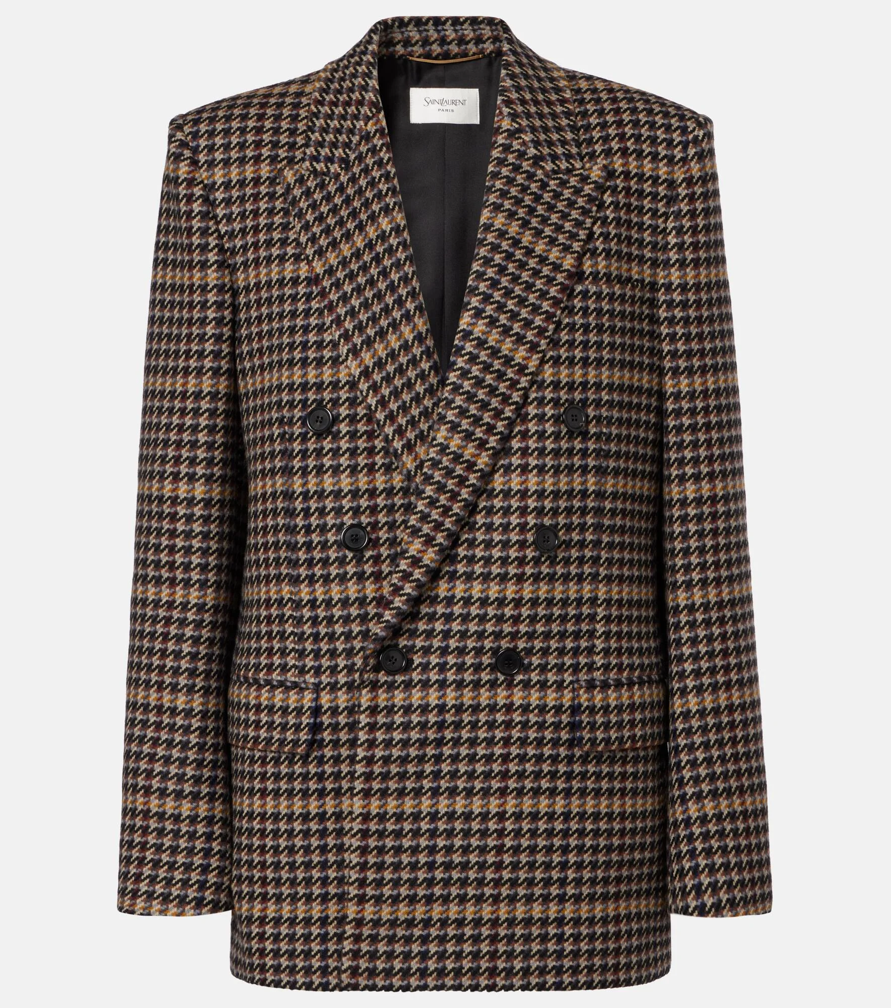 Checked double-breasted wool blazer - 1