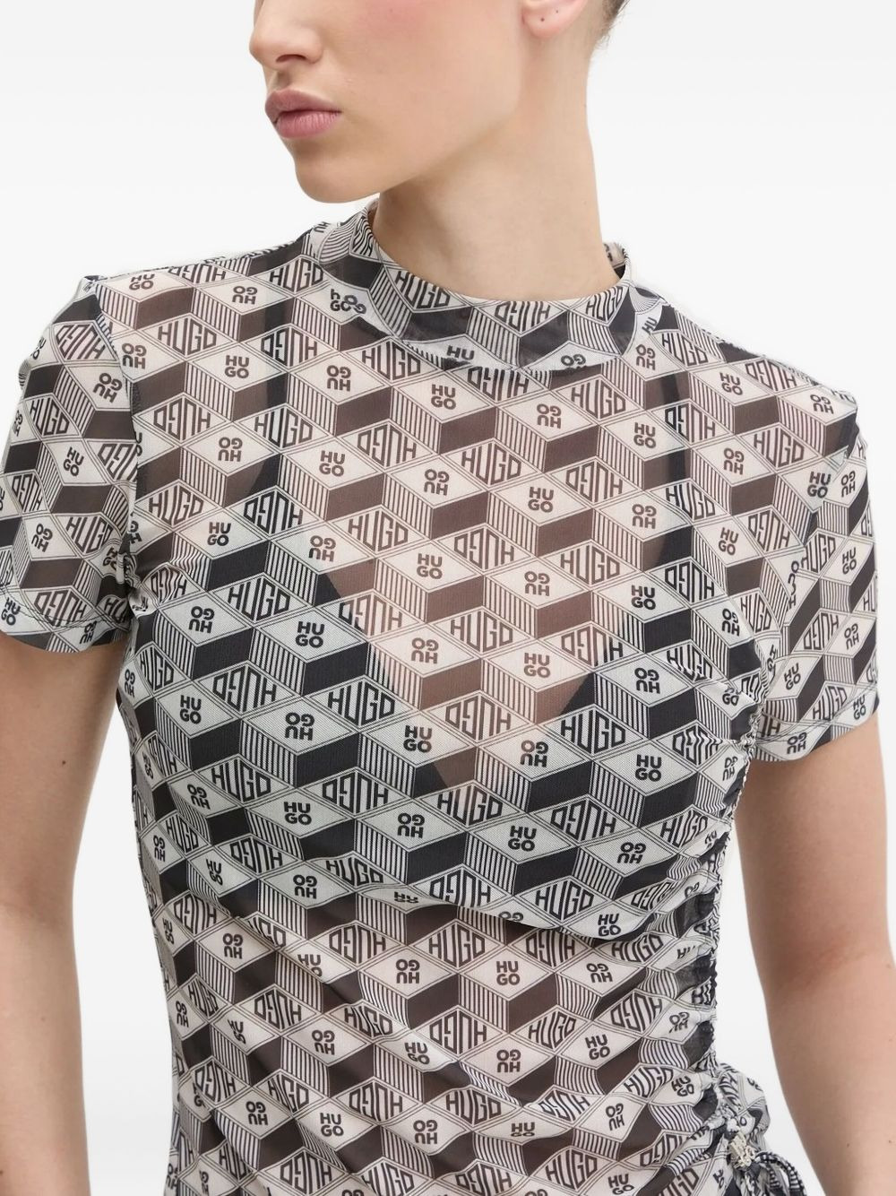 logo-print mesh T-shirt - 3