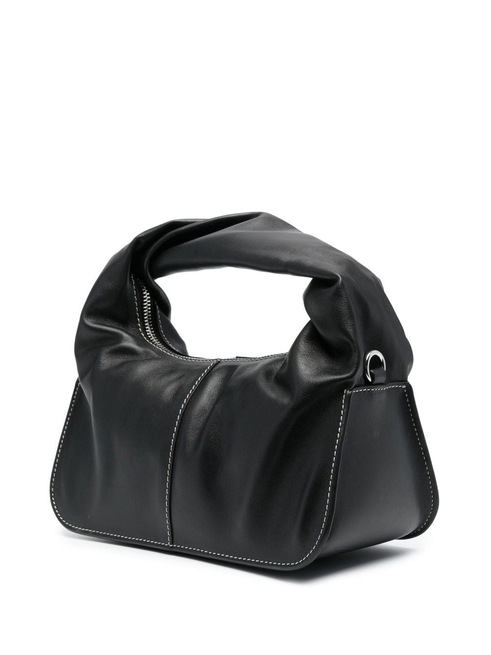 contrast-stitching leather tote bag - 3