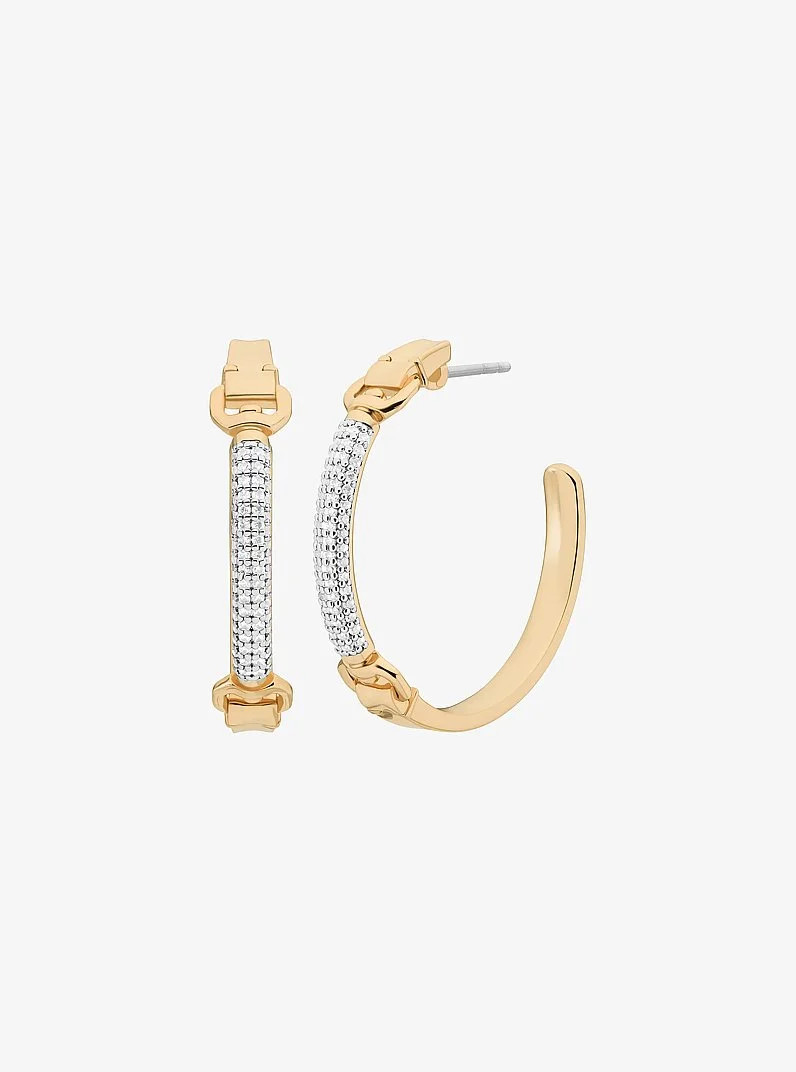 Pavé Horsebit Hoop Earrings - 1