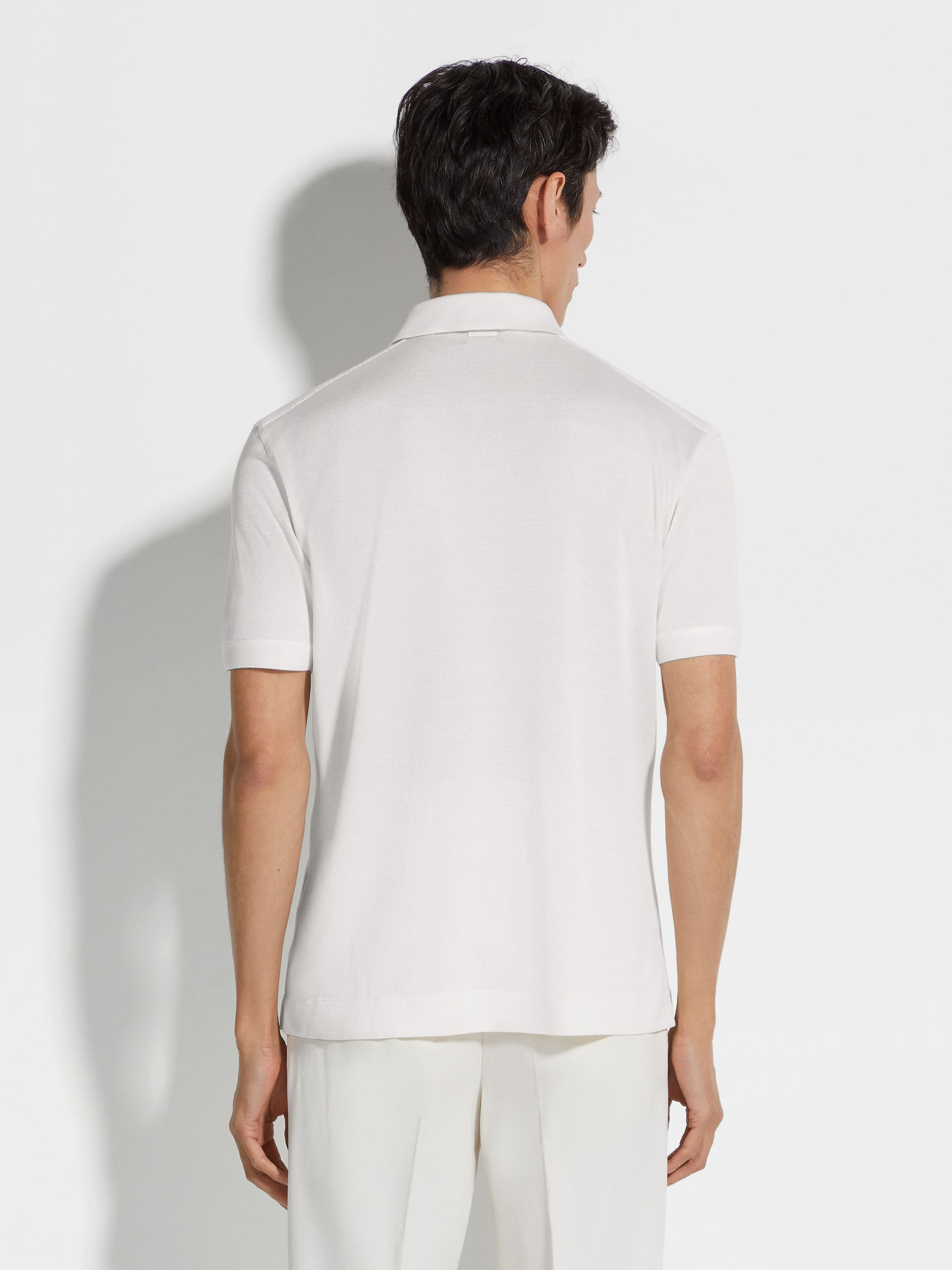 WHITE ZEGNA SILK POLO SHIRT - 5