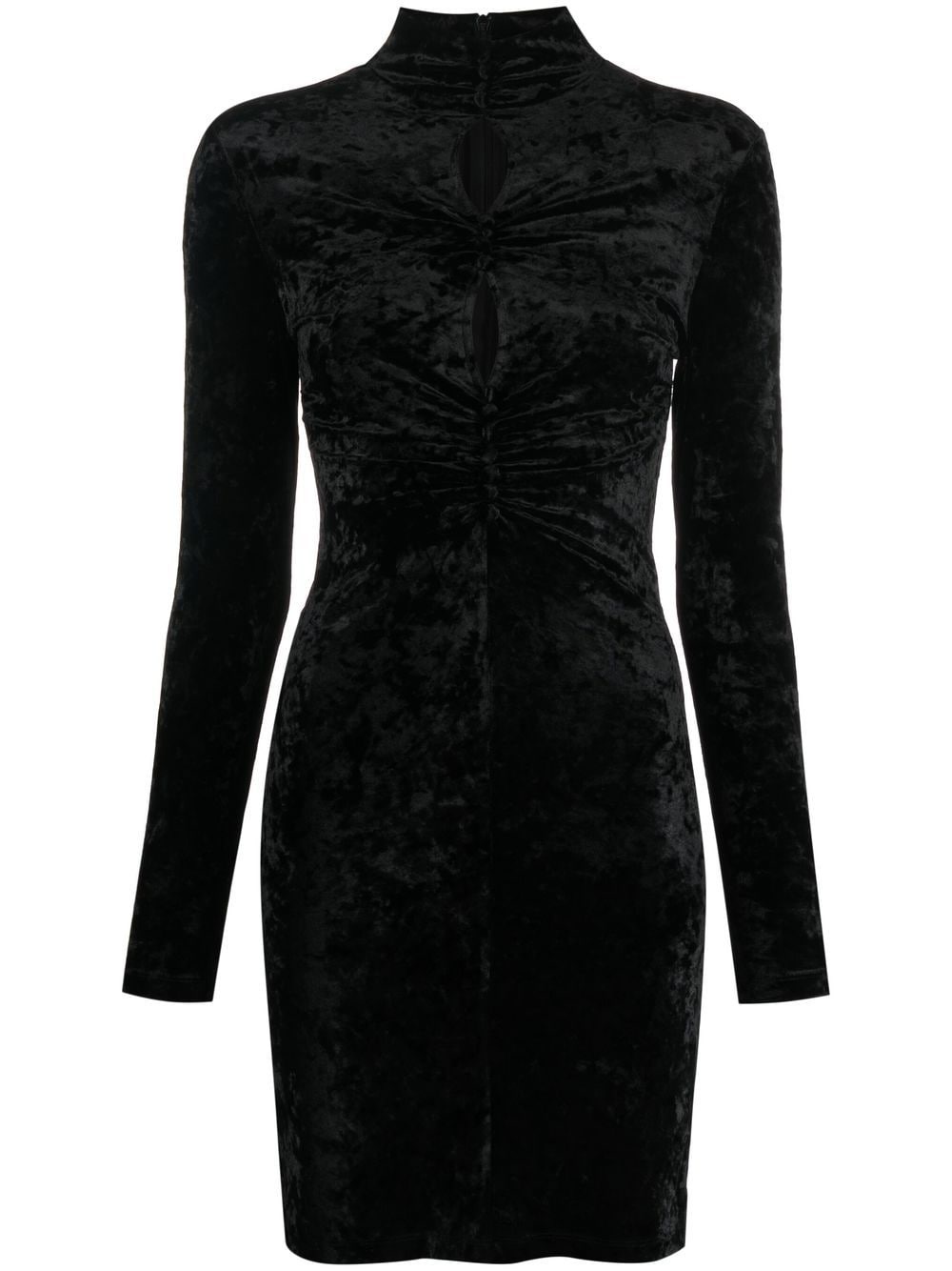 long-sleeve velvet-effect dress - 1