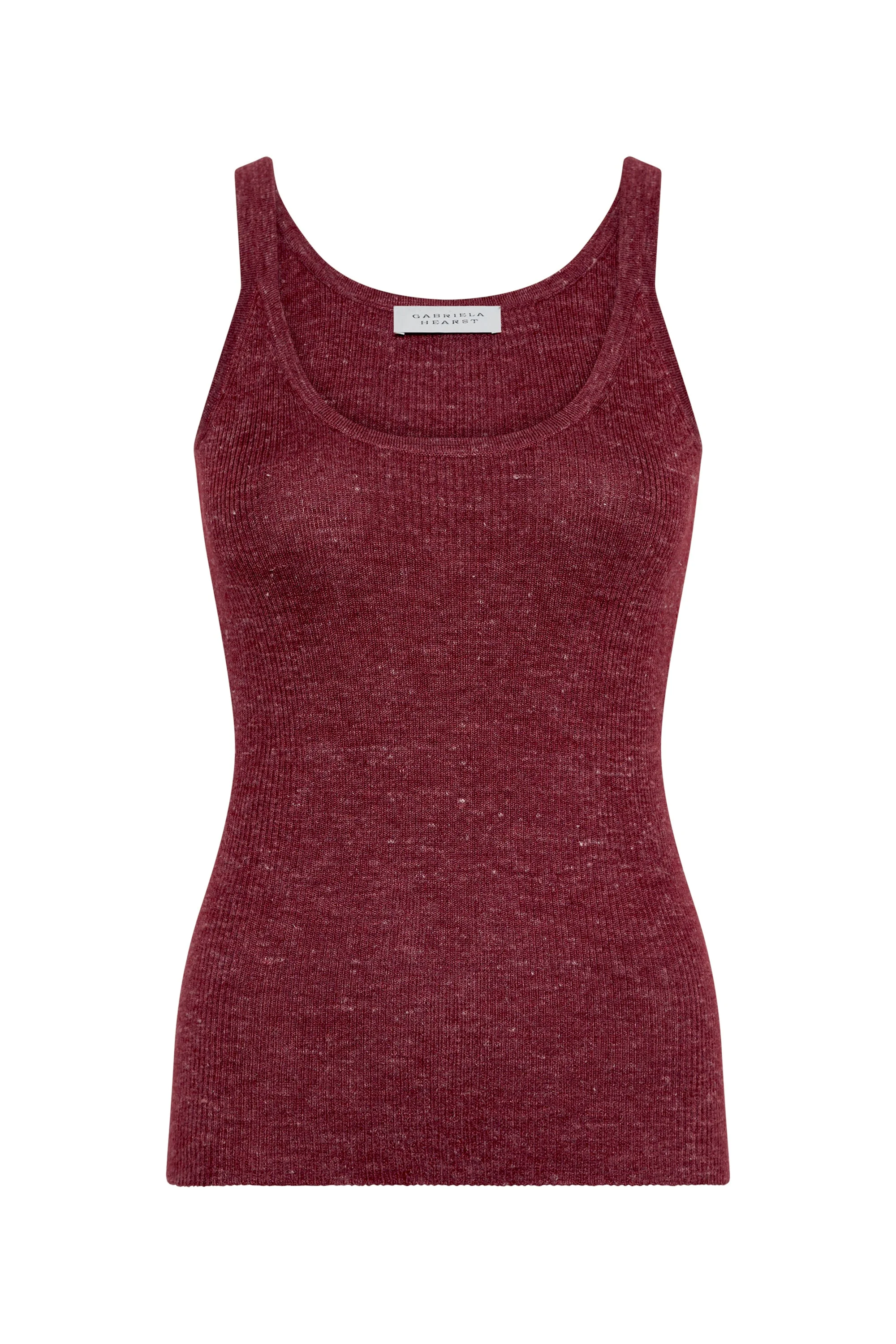 Cinxia Knit Tank Top in Bordeaux Cashmere Silk with Hemp - 1