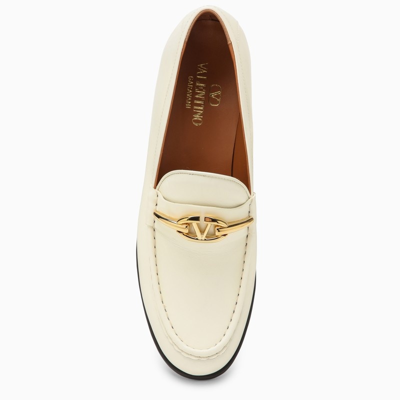 Valentino Garavani Ivory Leather Vlogo Signature Loafer Women - 3