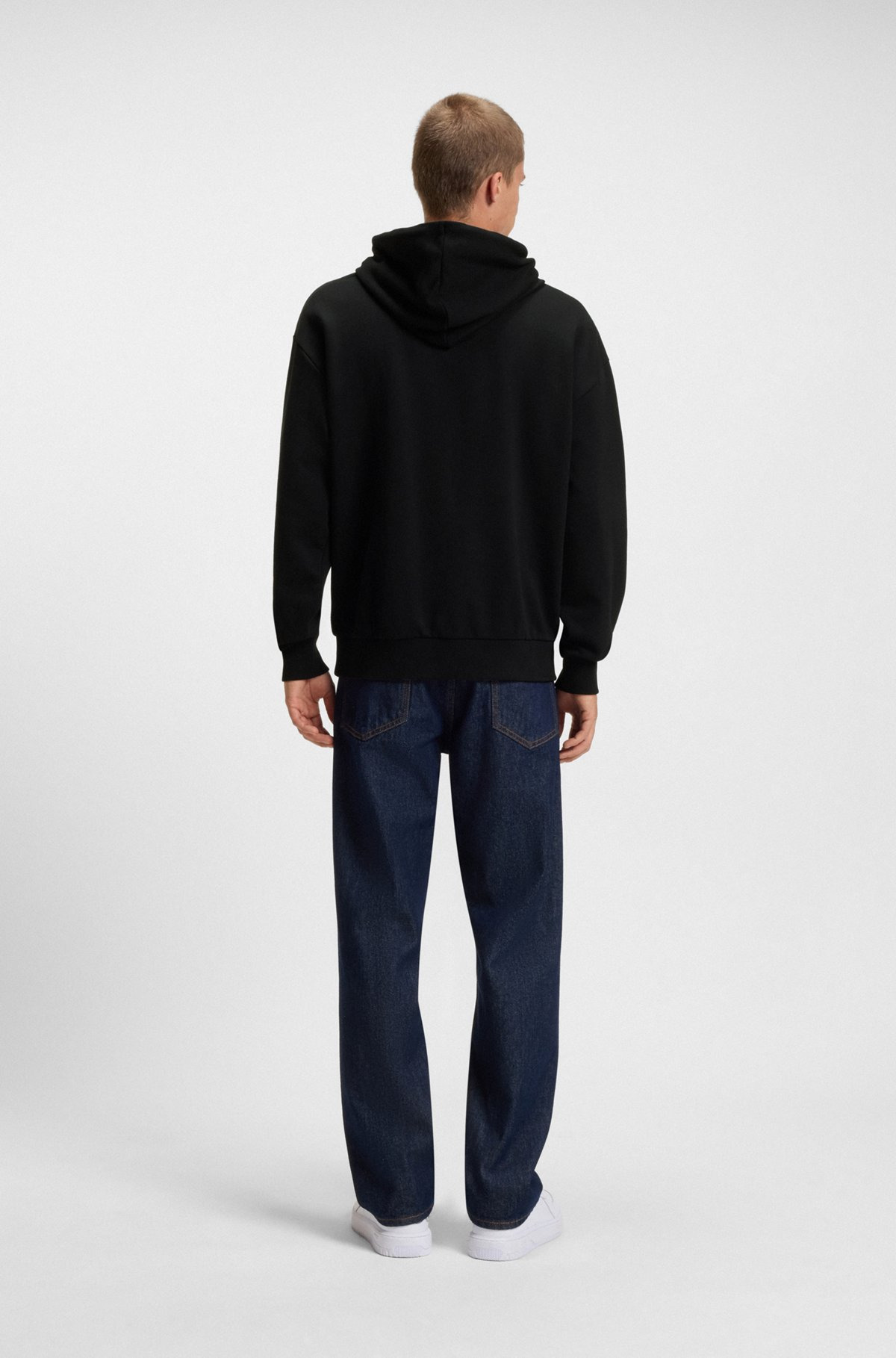 COTTON-TERRY HOODIE WITH BLUE LOGO LABEL - 5