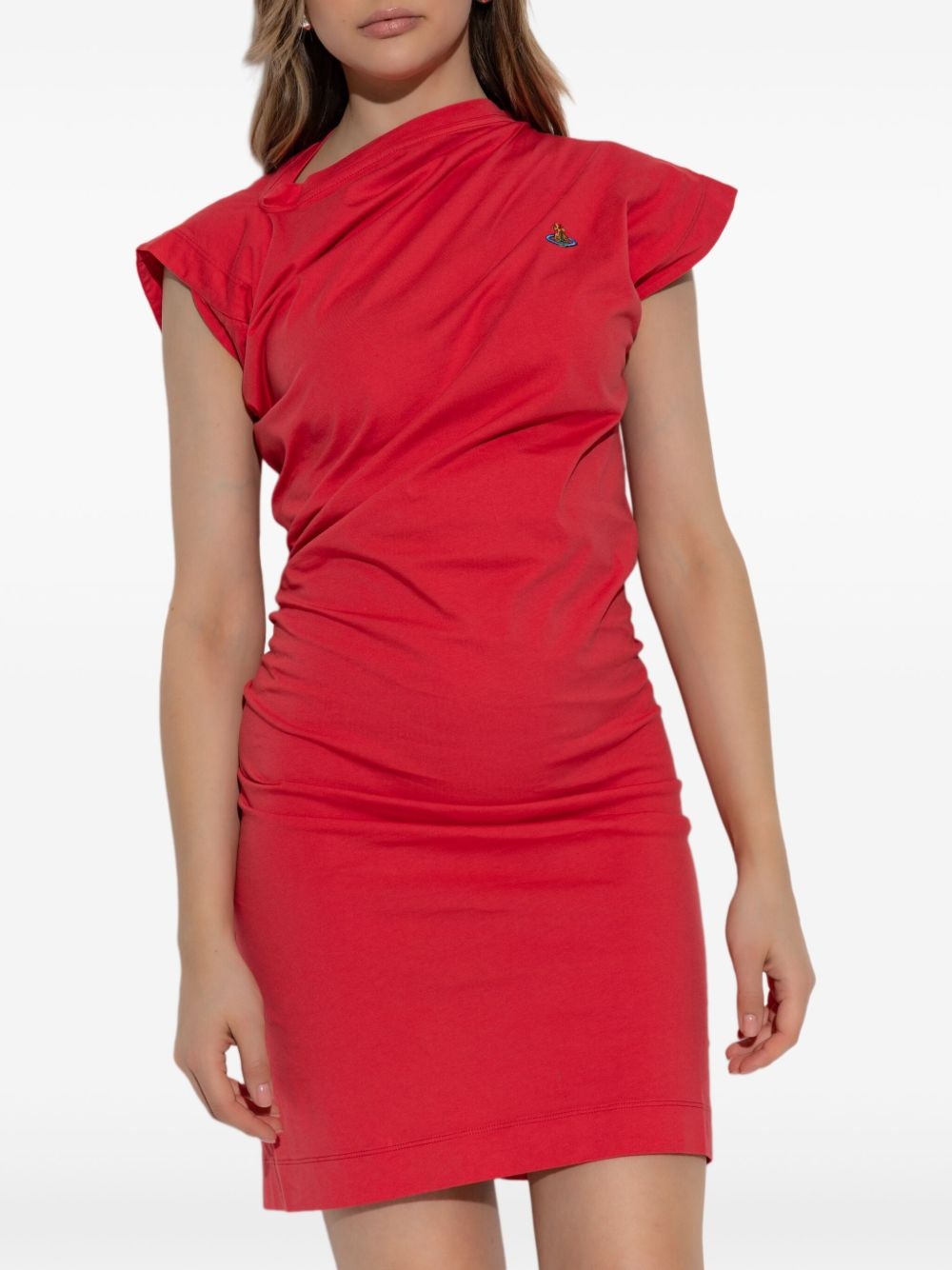 Orb-embroidered asymmetric mini dress - 3